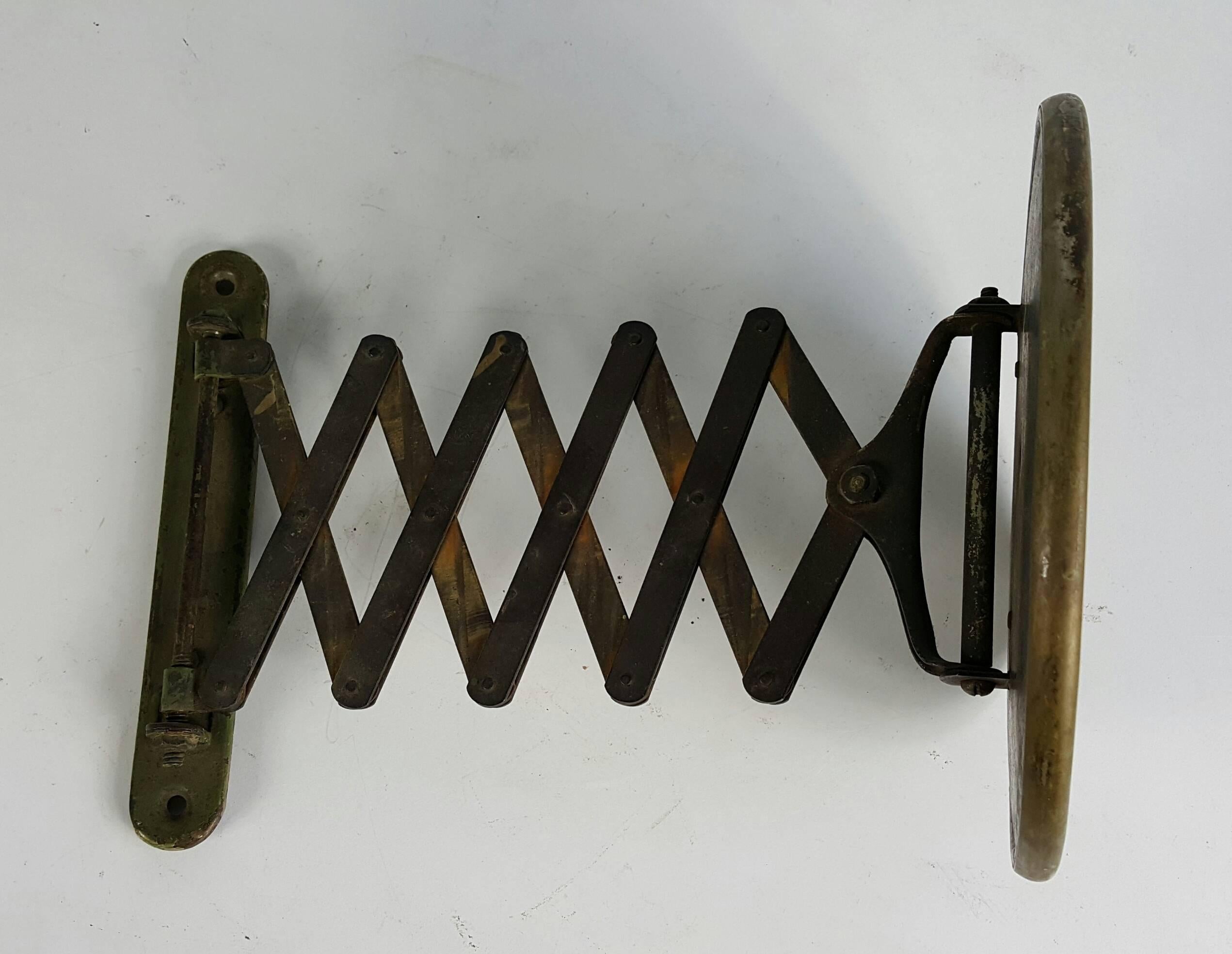 Early 20th Century Antique Industrial Scissor Arm Lavatory Mirror