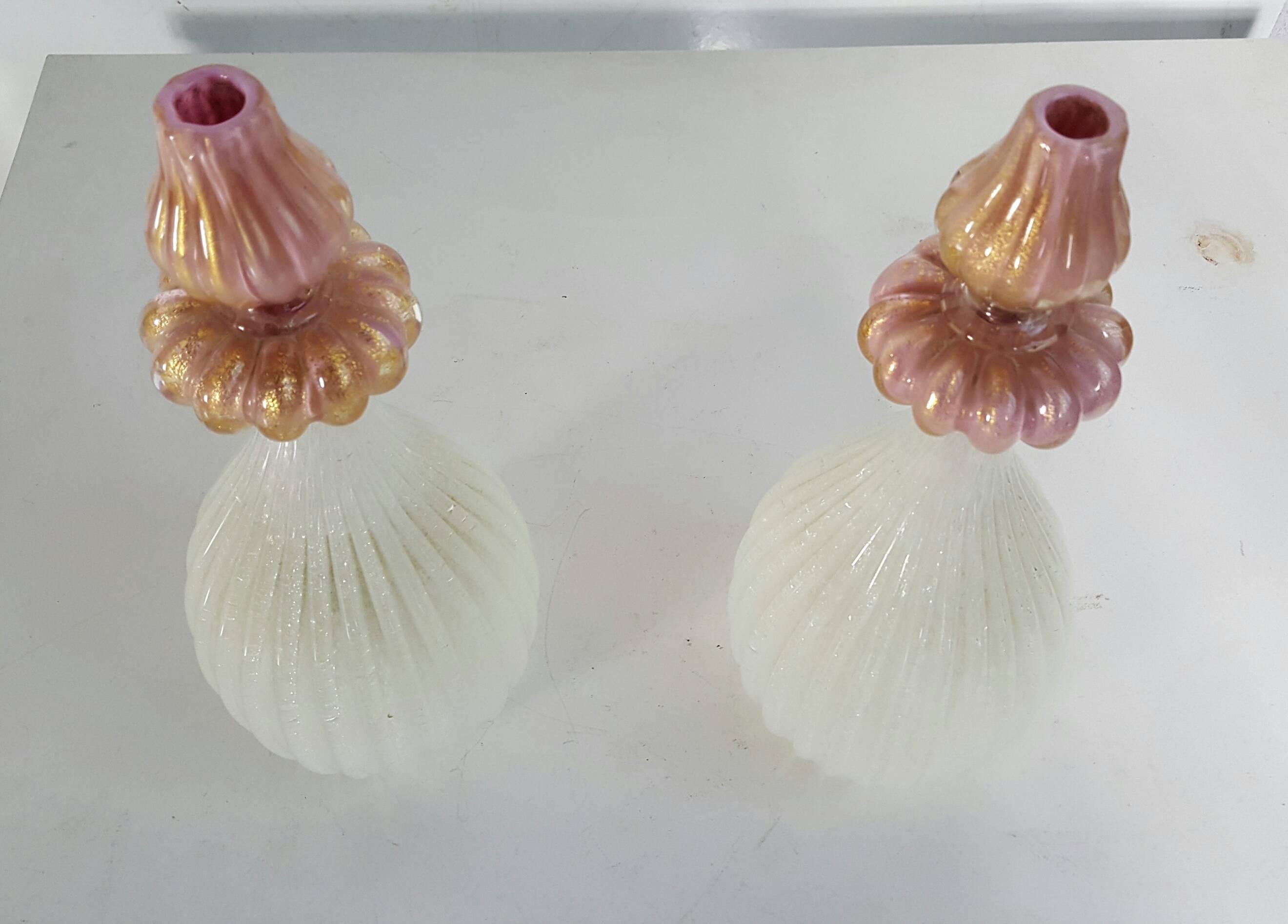 Pair of 1950s Lightolier Murano and Brass Sconces, Barovier & Toso 1