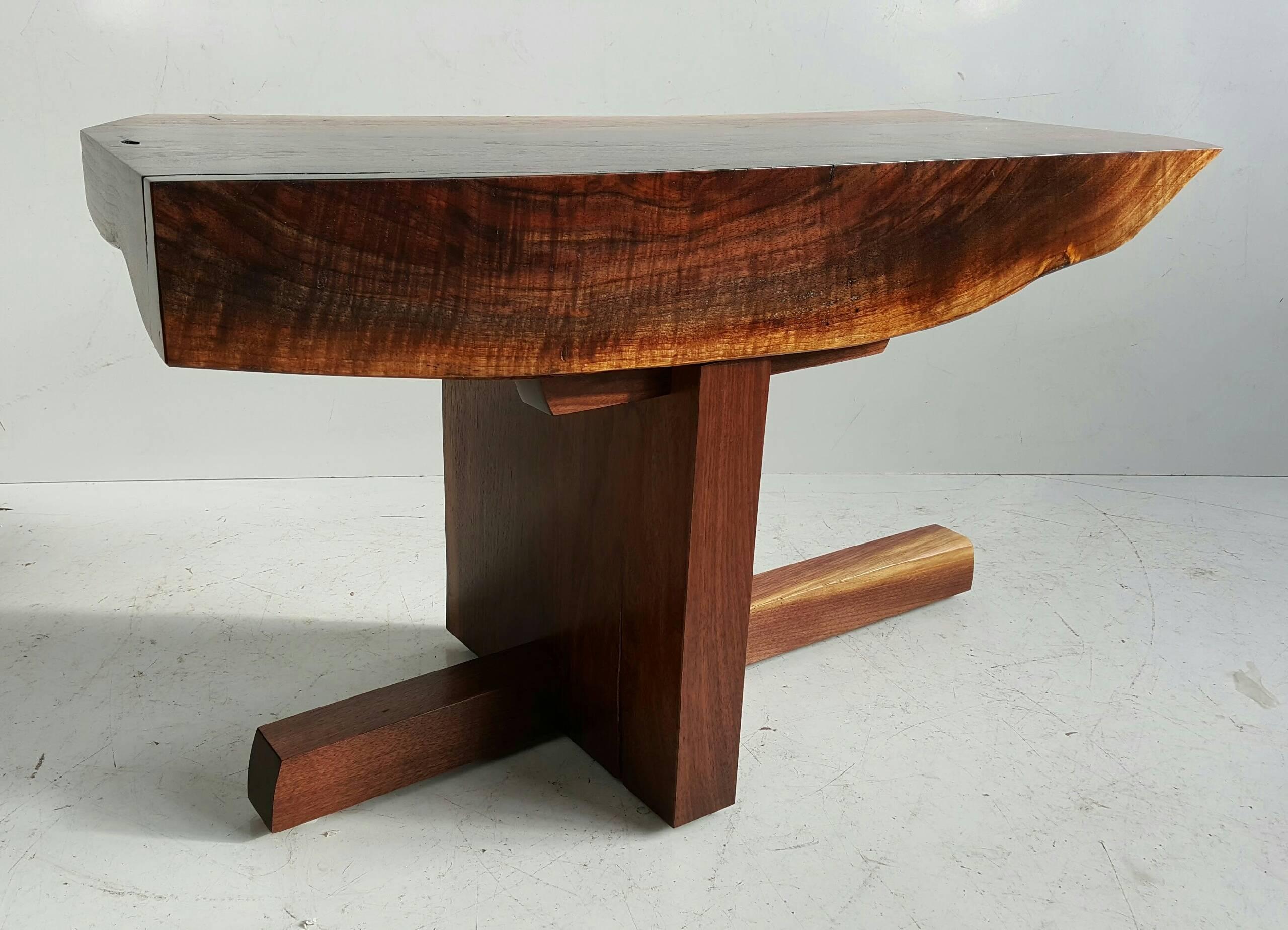 Modernist Free-Edge Bench or table,,Figured Walnut,  handcrafted by Griff Logan .. Style of George Nakashima,, Stunning ..