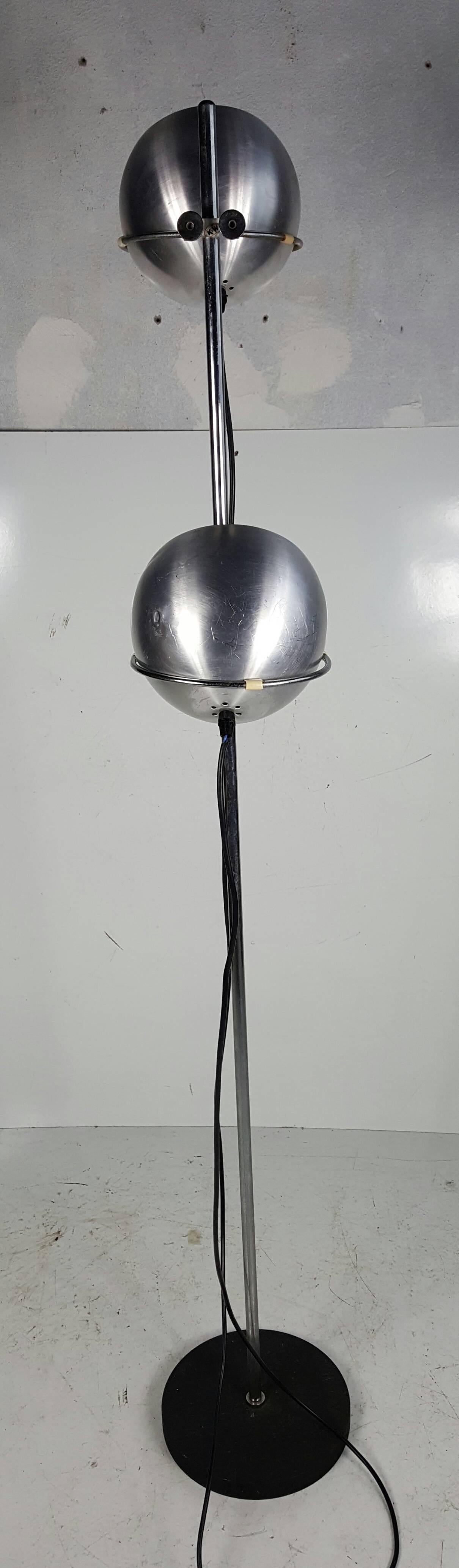 Mid-Century Modern Dutch Chrome Floor Lamp from Gepo, Double Eye-Ball, K & H Norway For Sale