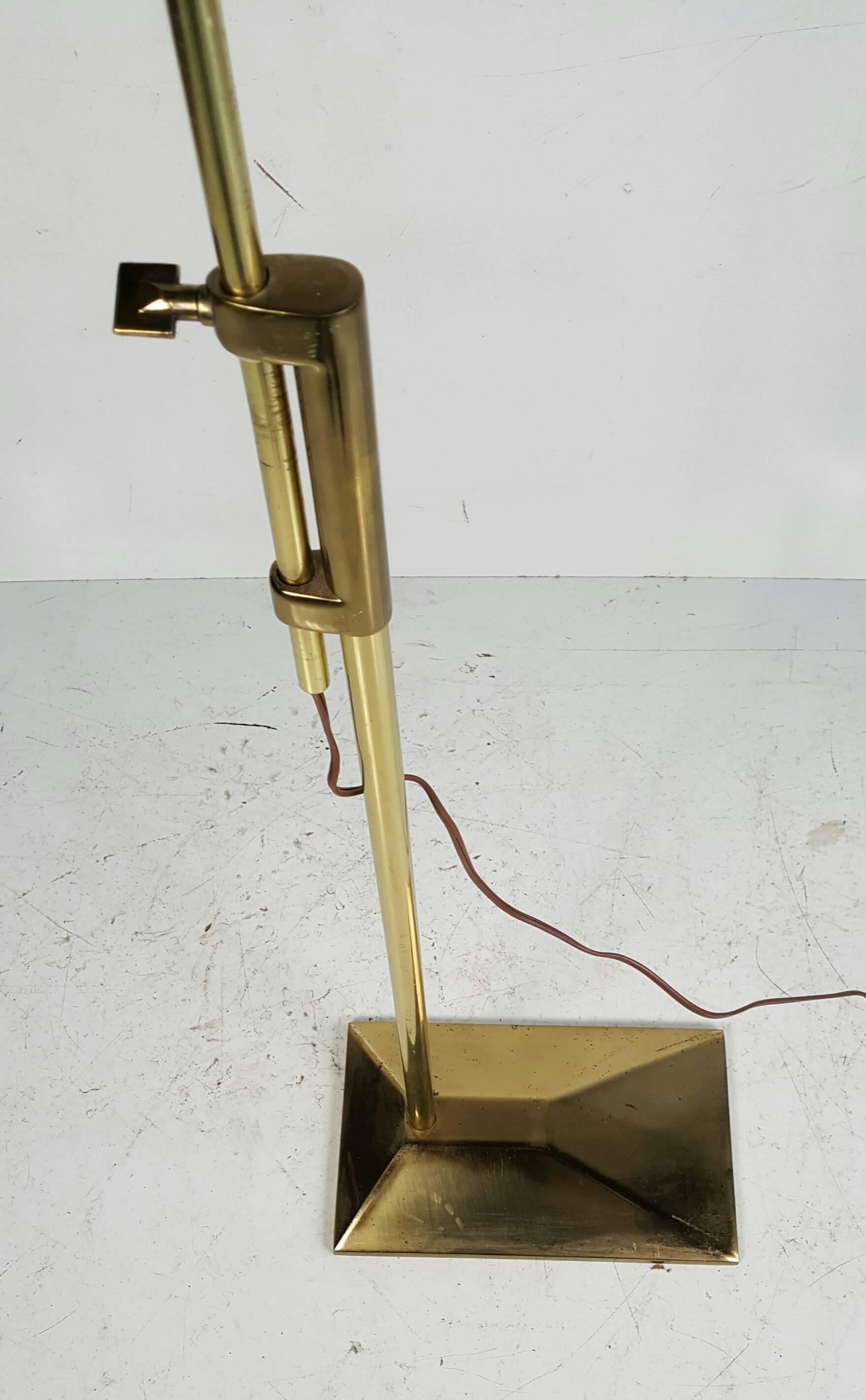 Mid-Century Modern Frederick Cooper Adjustable Brass Floor Lamp, Pharmacy Style
