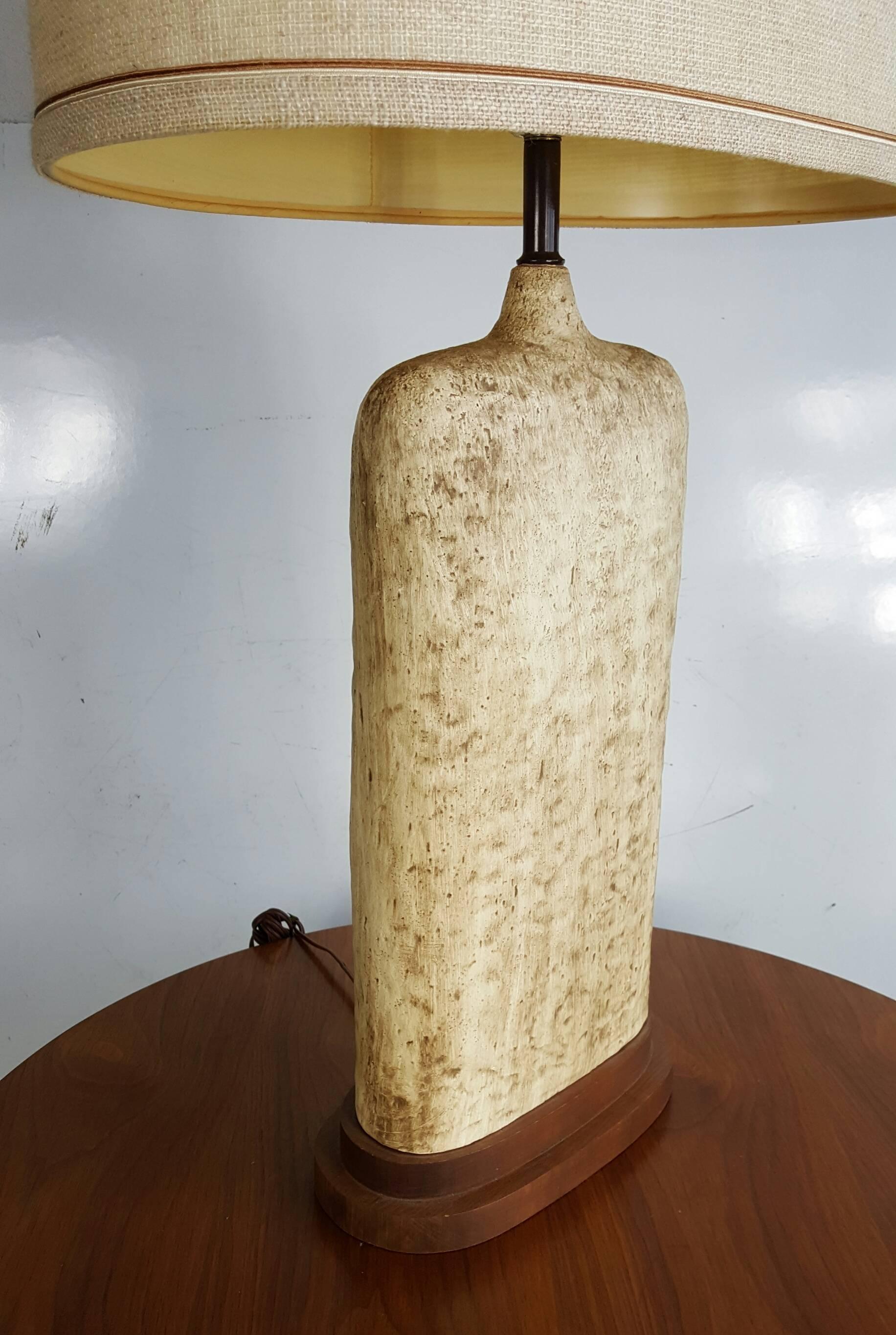 Fabric Mid-Century Modern Ceramic Studio Pottery Lamp, Fantoni