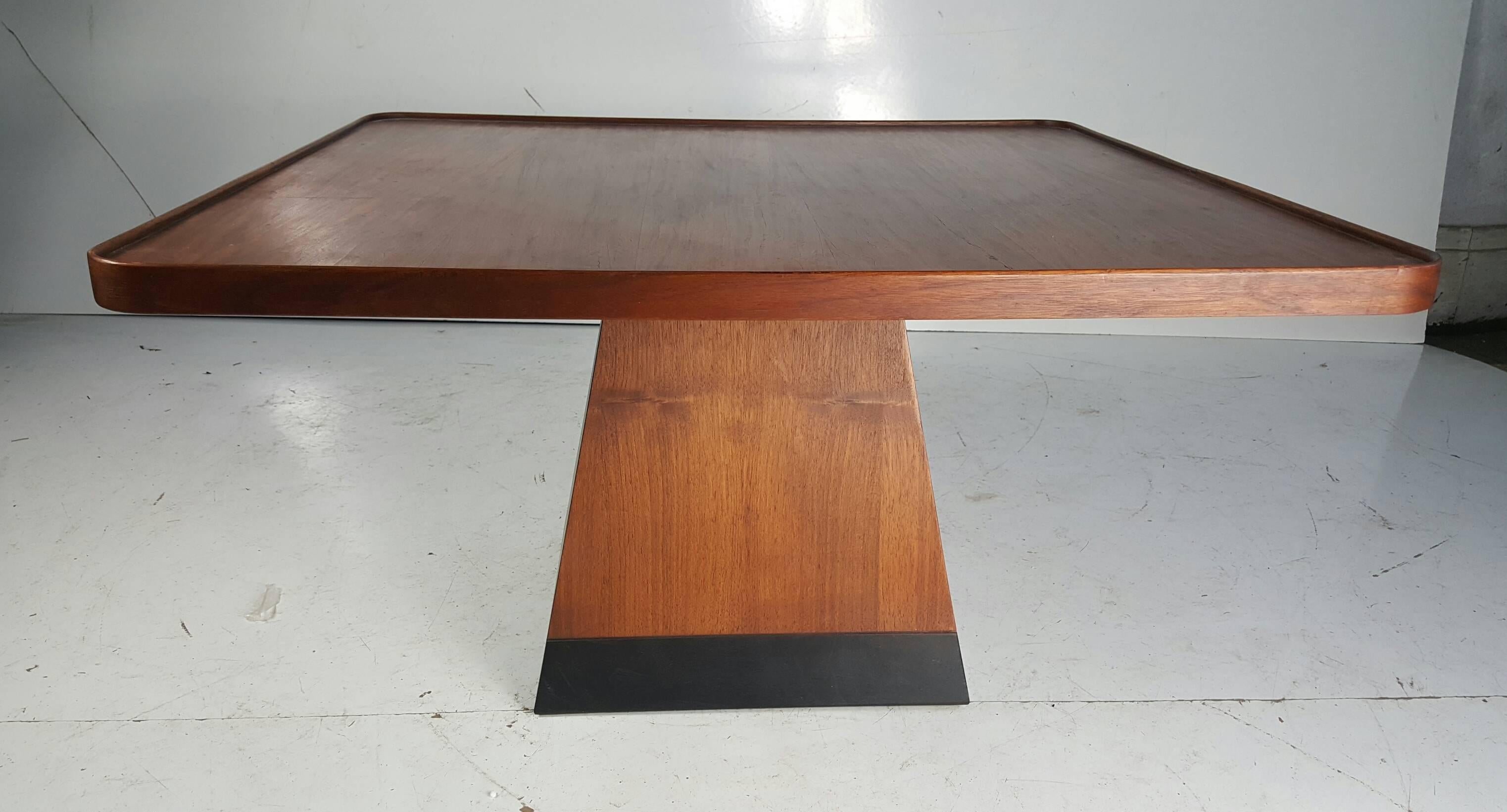 Post Modern Satinwood Cocktail Table Pyramid Base Philippe Starck style In Excellent Condition For Sale In Buffalo, NY