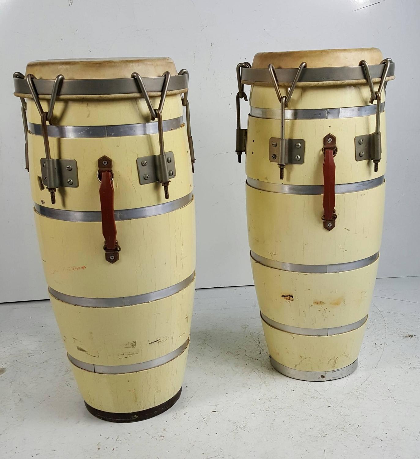 Pair Midcentury Cuban Conga Drums For Sale at 1stdibs