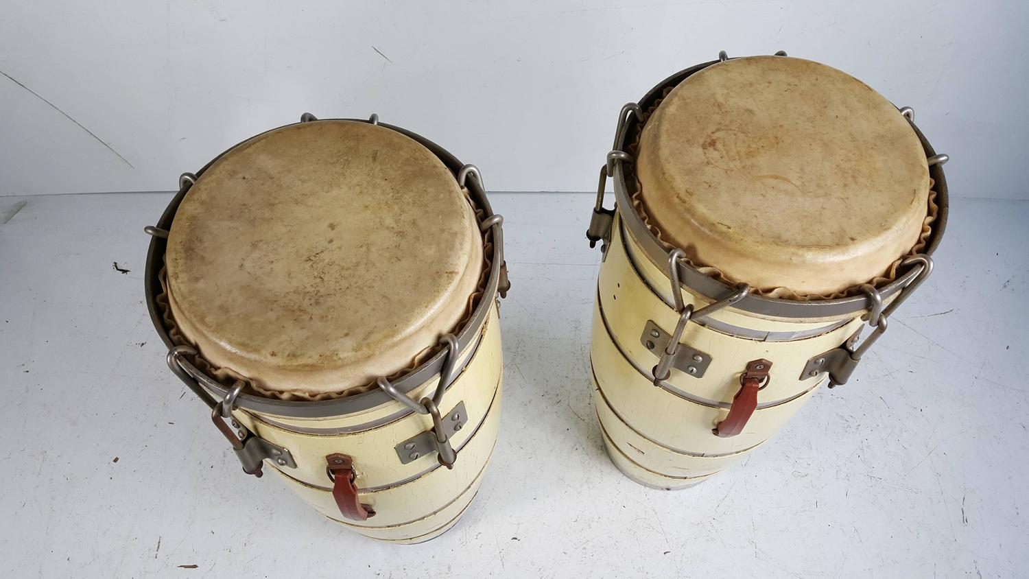 Pair Midcentury Cuban Conga Drums For Sale at 1stdibs
