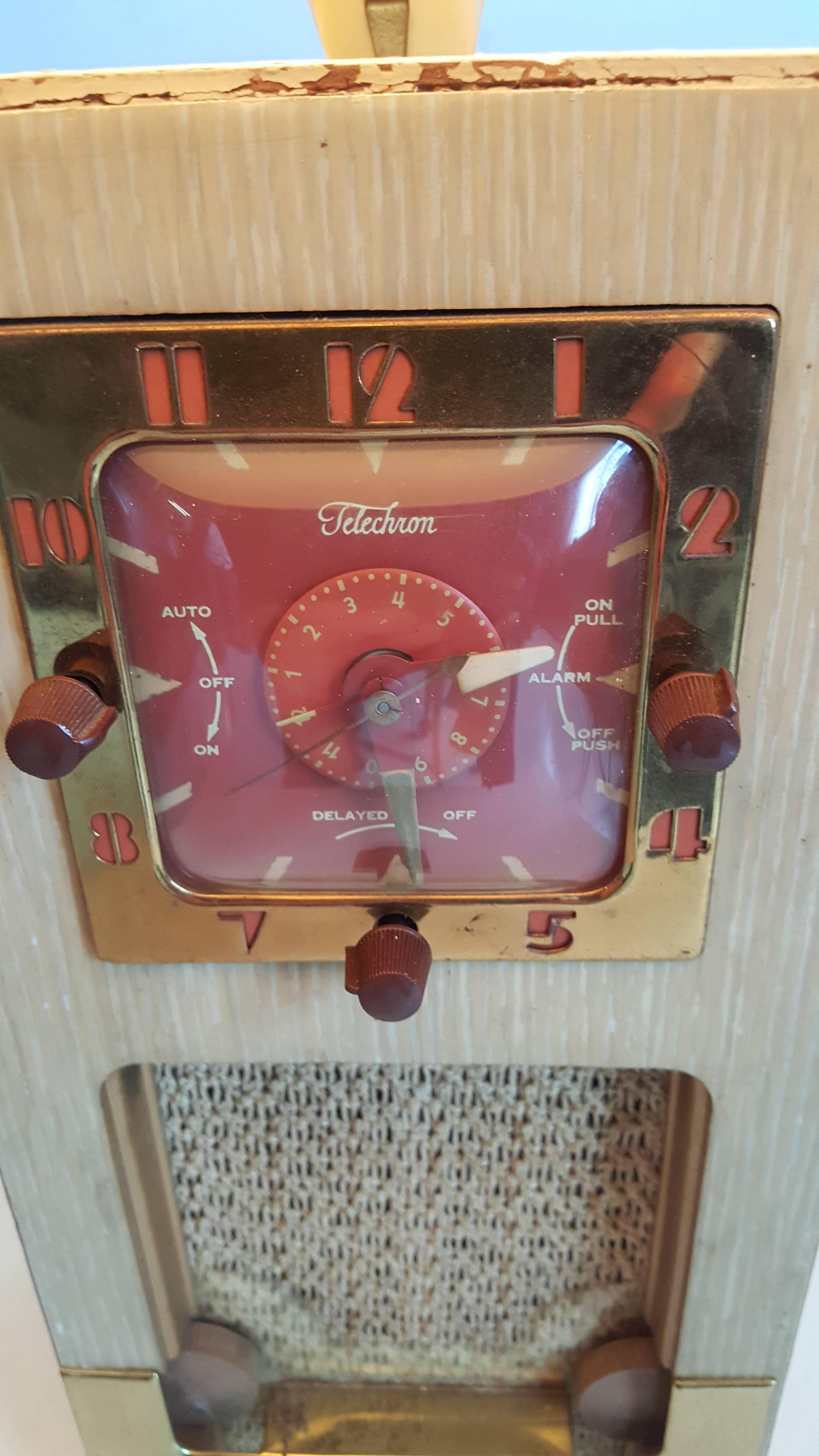 Mid-Century Modern Rare Philco Transitone Clock Radio Lamp, Modernist