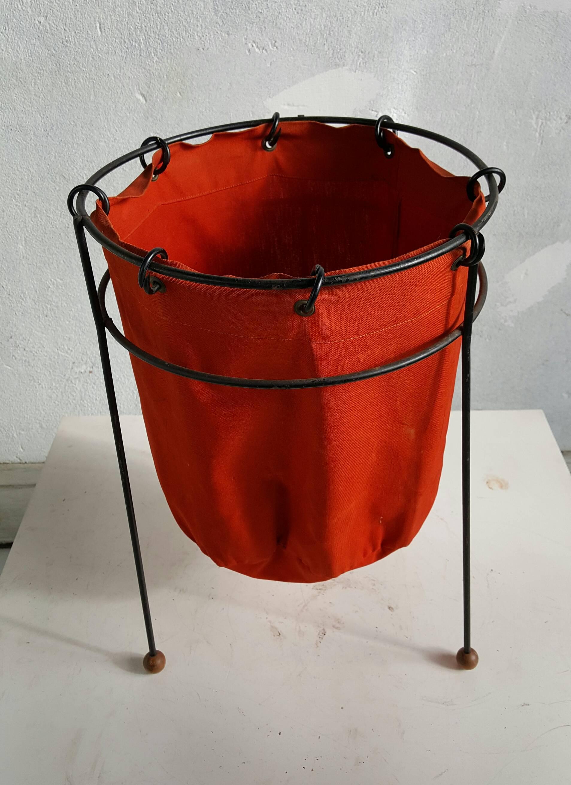 American Modernist Wire and Fabric Waste Basket, Tony Paul