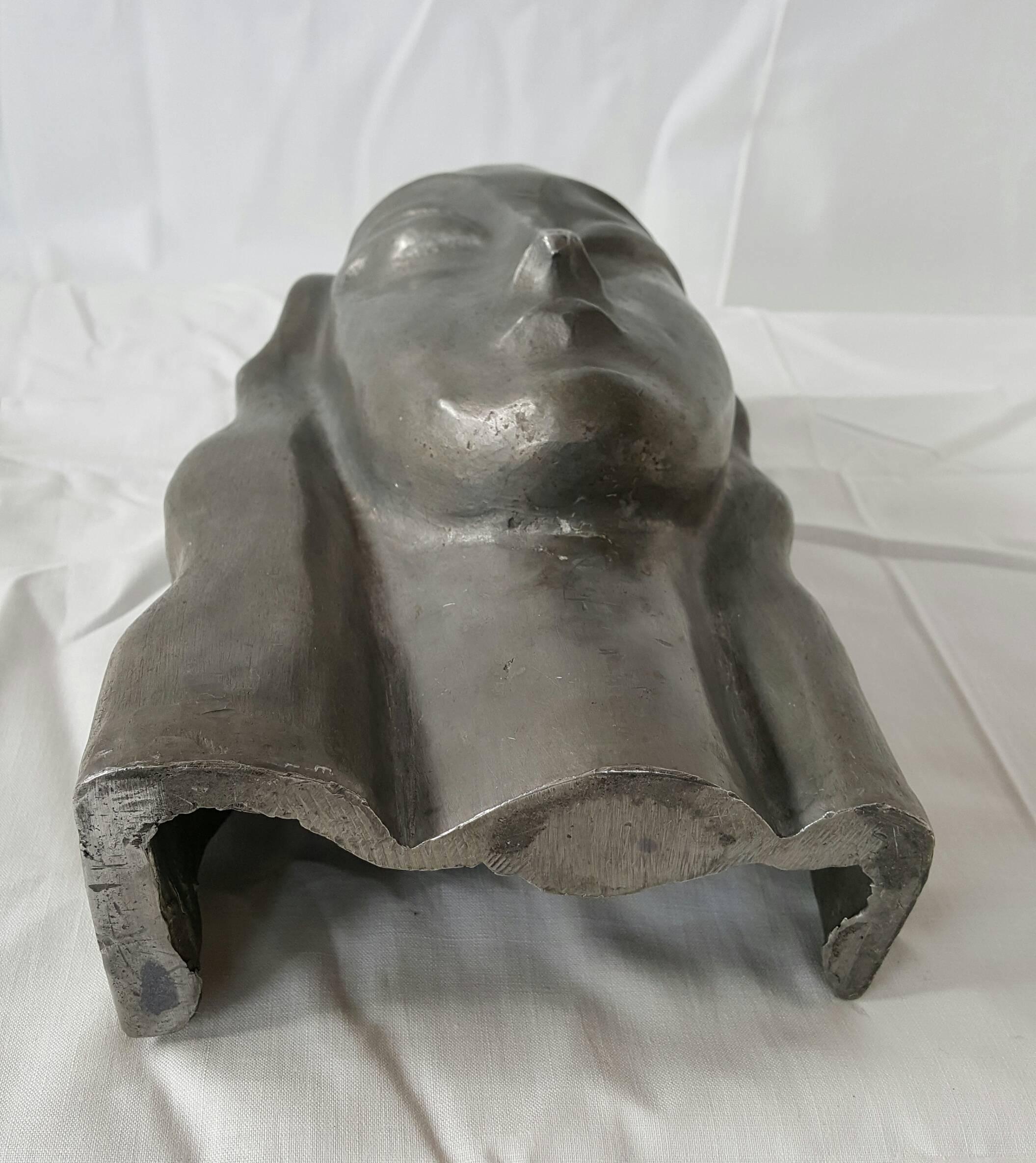 Weiner Werkstatte, Art Deco Stylized Woman Head, Molded Zinc 1