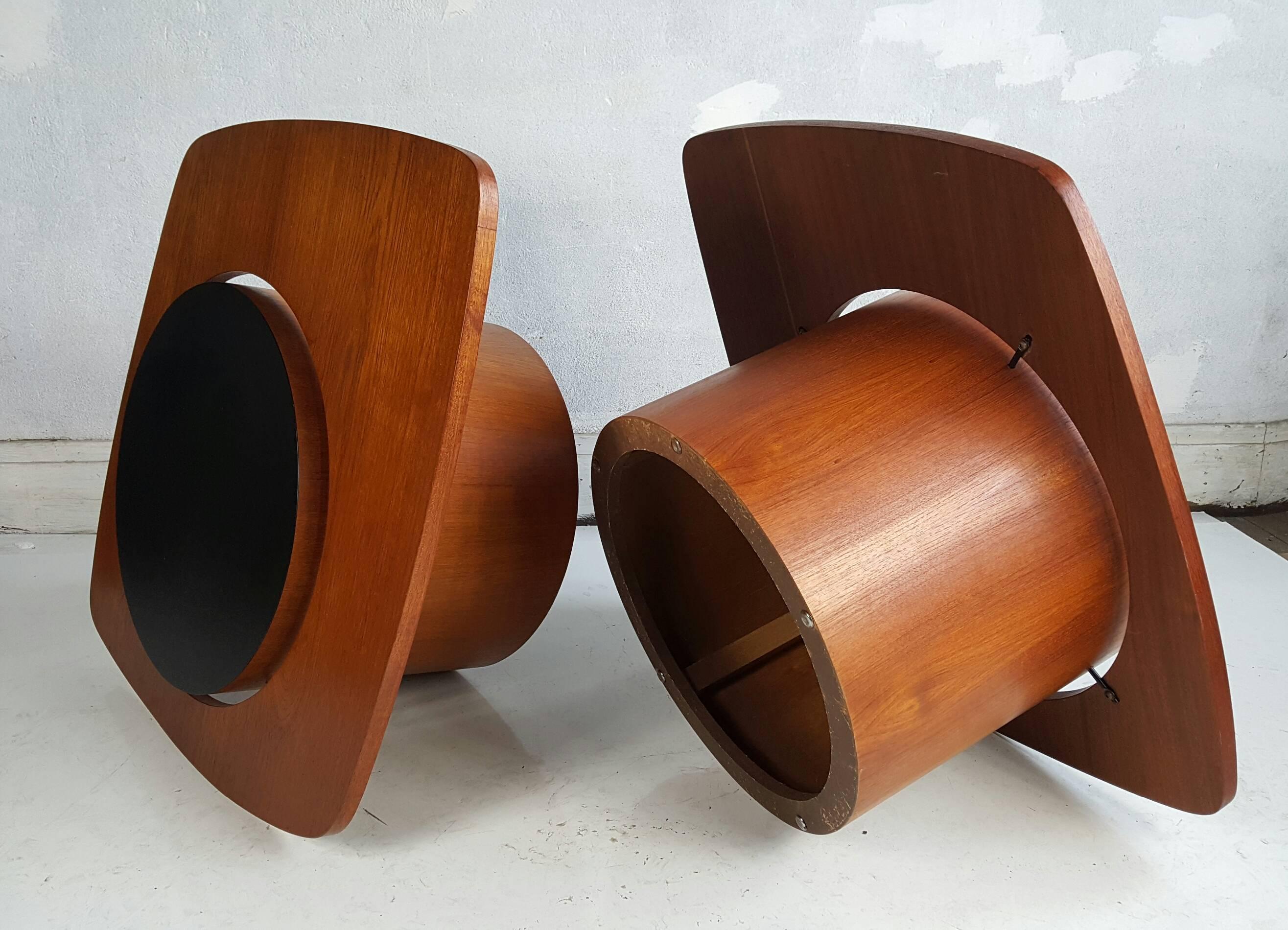 Laminate Rare Oversized Teak Expo 67 Pair of Cocktail Tables by RS Associates