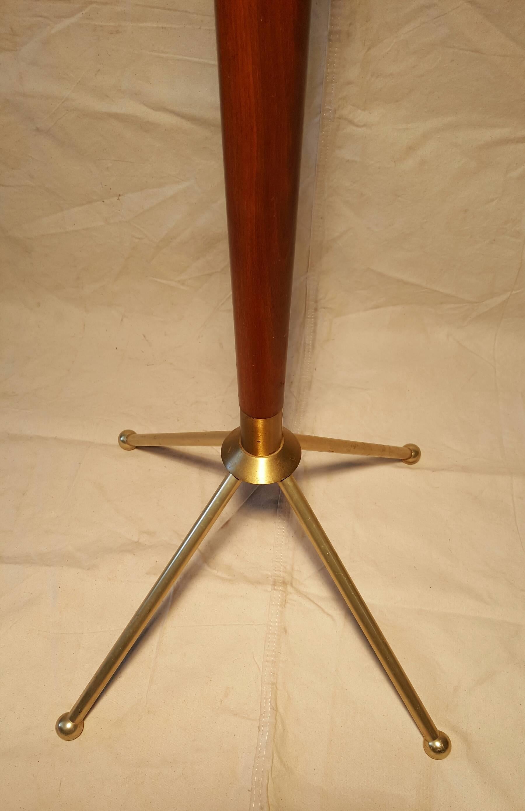 Mid-Century Modern Gio Ponti Style Brass and Wood Coat Stand