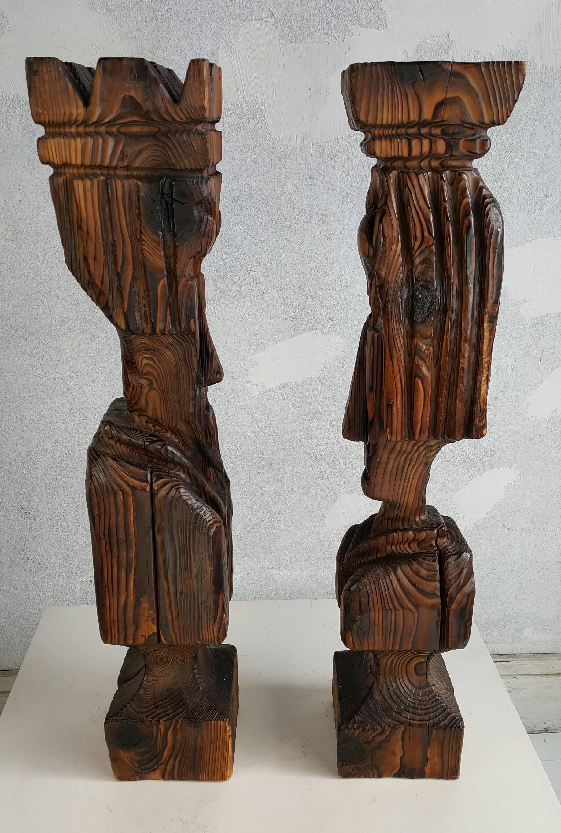 Carved Mid-Century Modern Witco Teki Modern Chess Pieces 