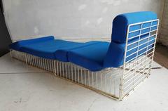 Pair of Mid-Century Modern Wire Iron Cage Chaise Lounge Patio Chairs
