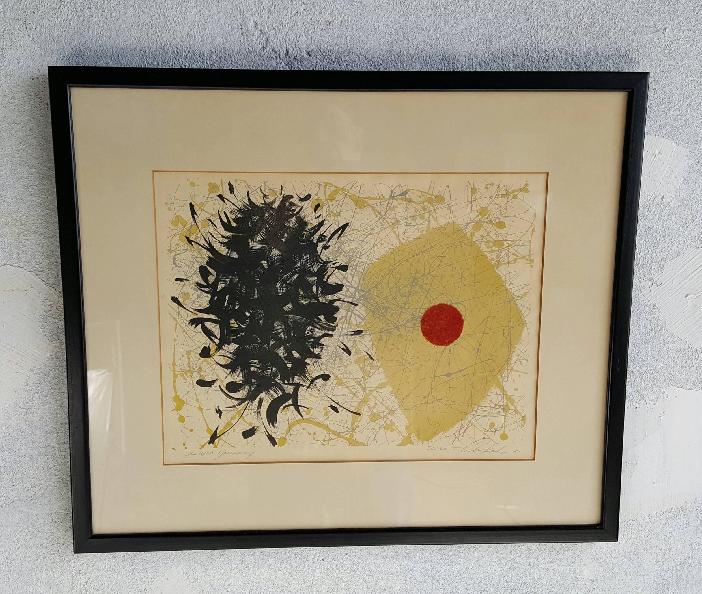 Modernist Abstract Lithograph by Tetsuo Ochikubo, 