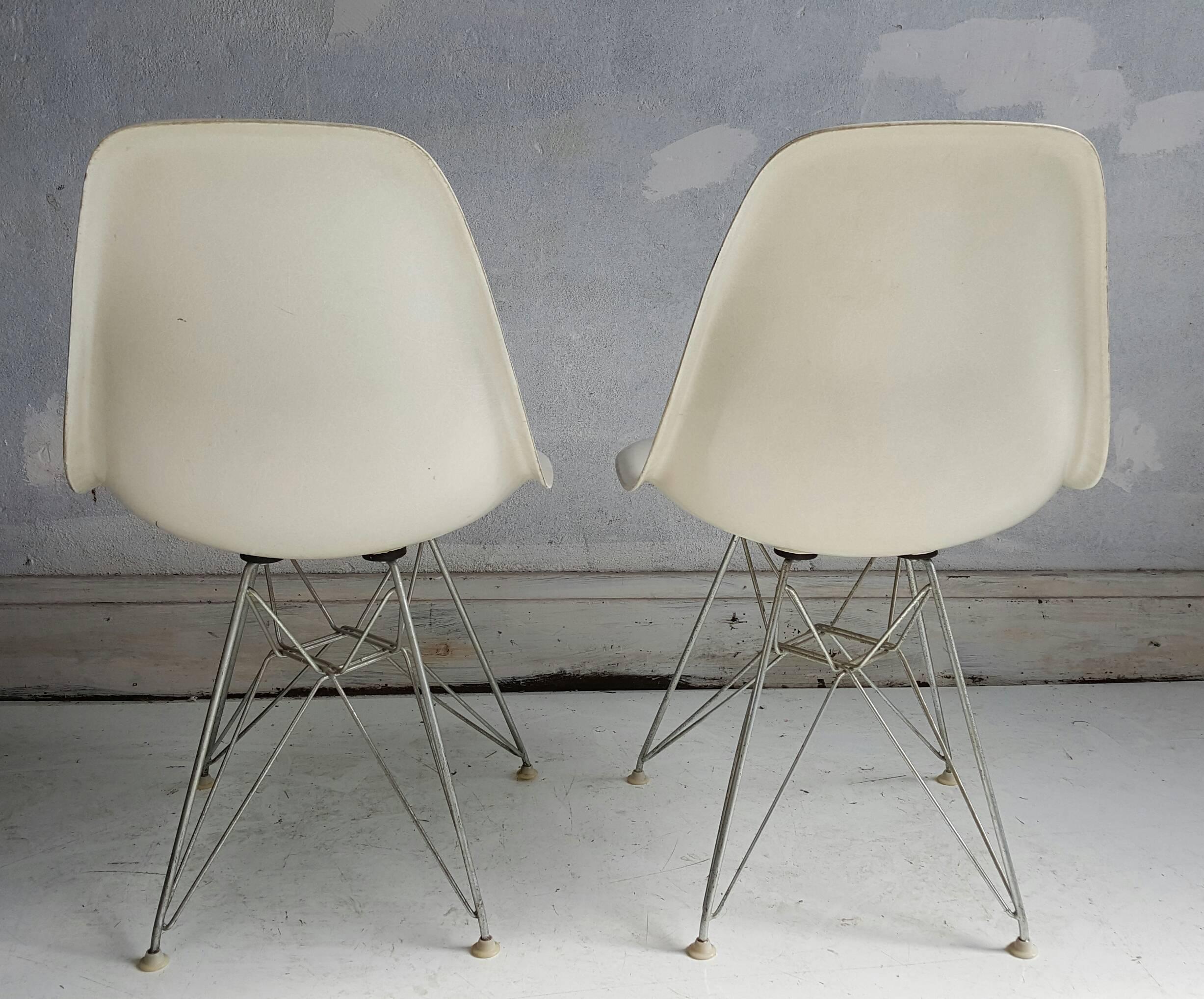 American Eames Shell Chairs on Original Eiffel Bases 1950s