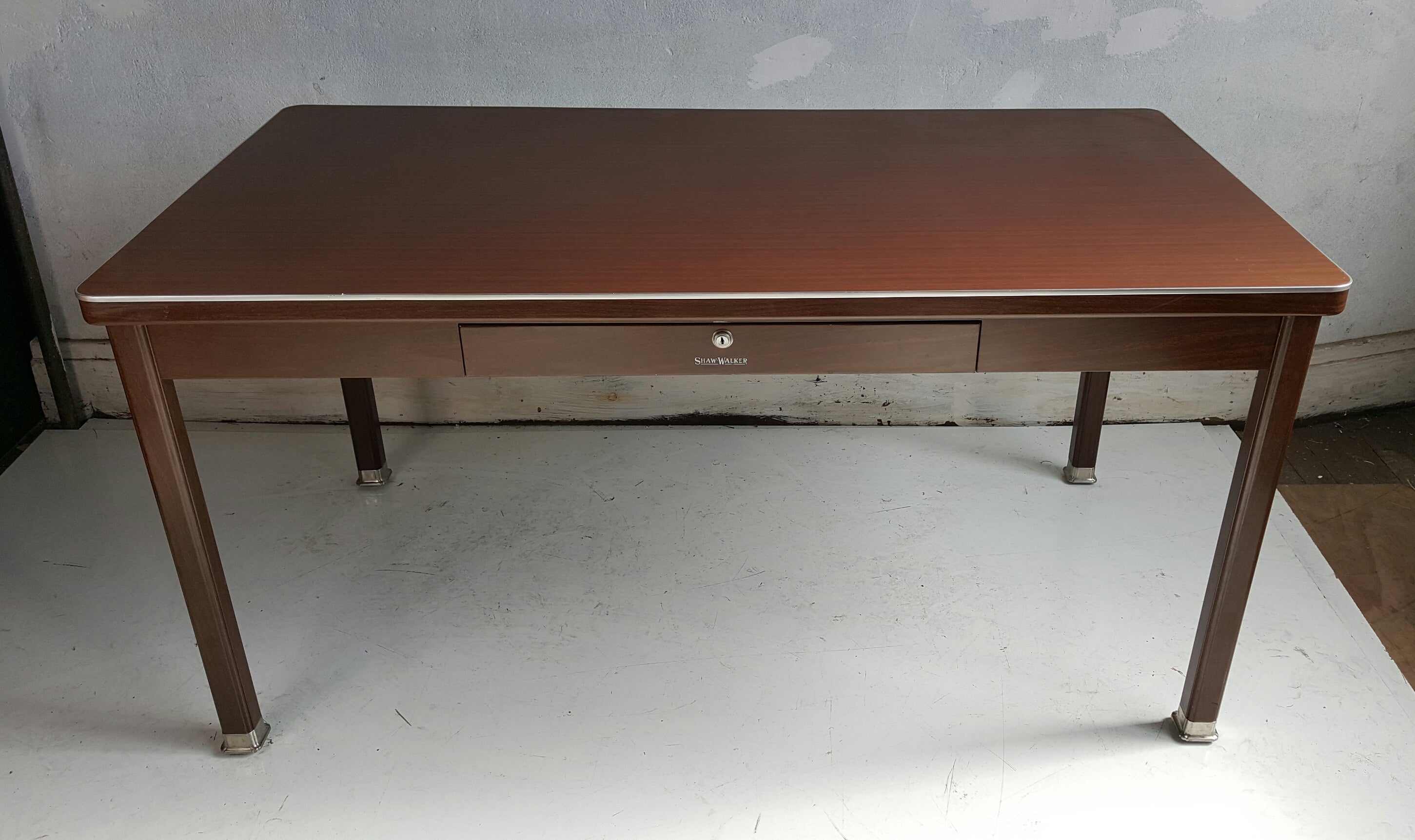 Classic Modernist Shaw Walker Steel Desk Writing Table For Sale At