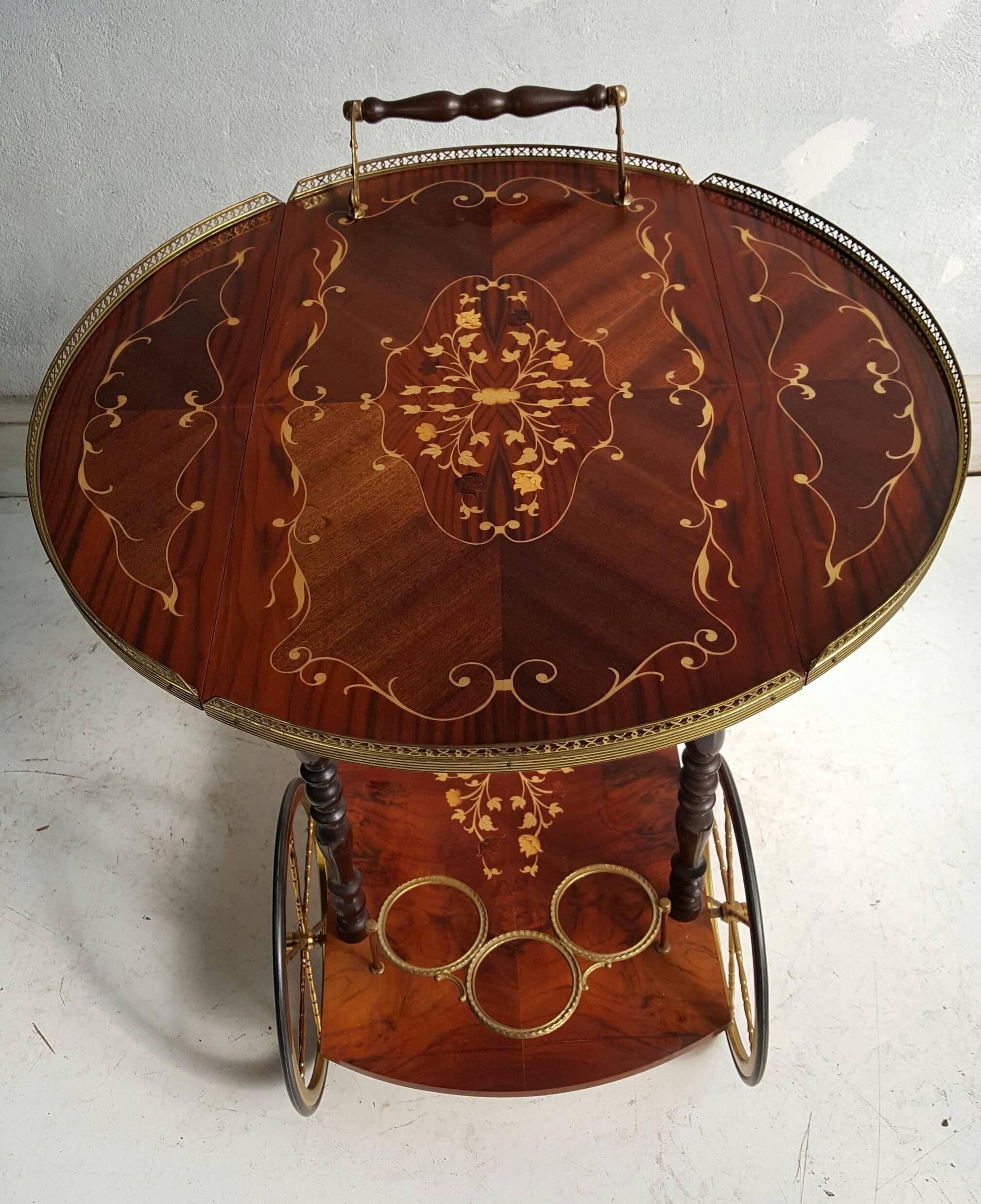 vintage italian marquetry bar cart