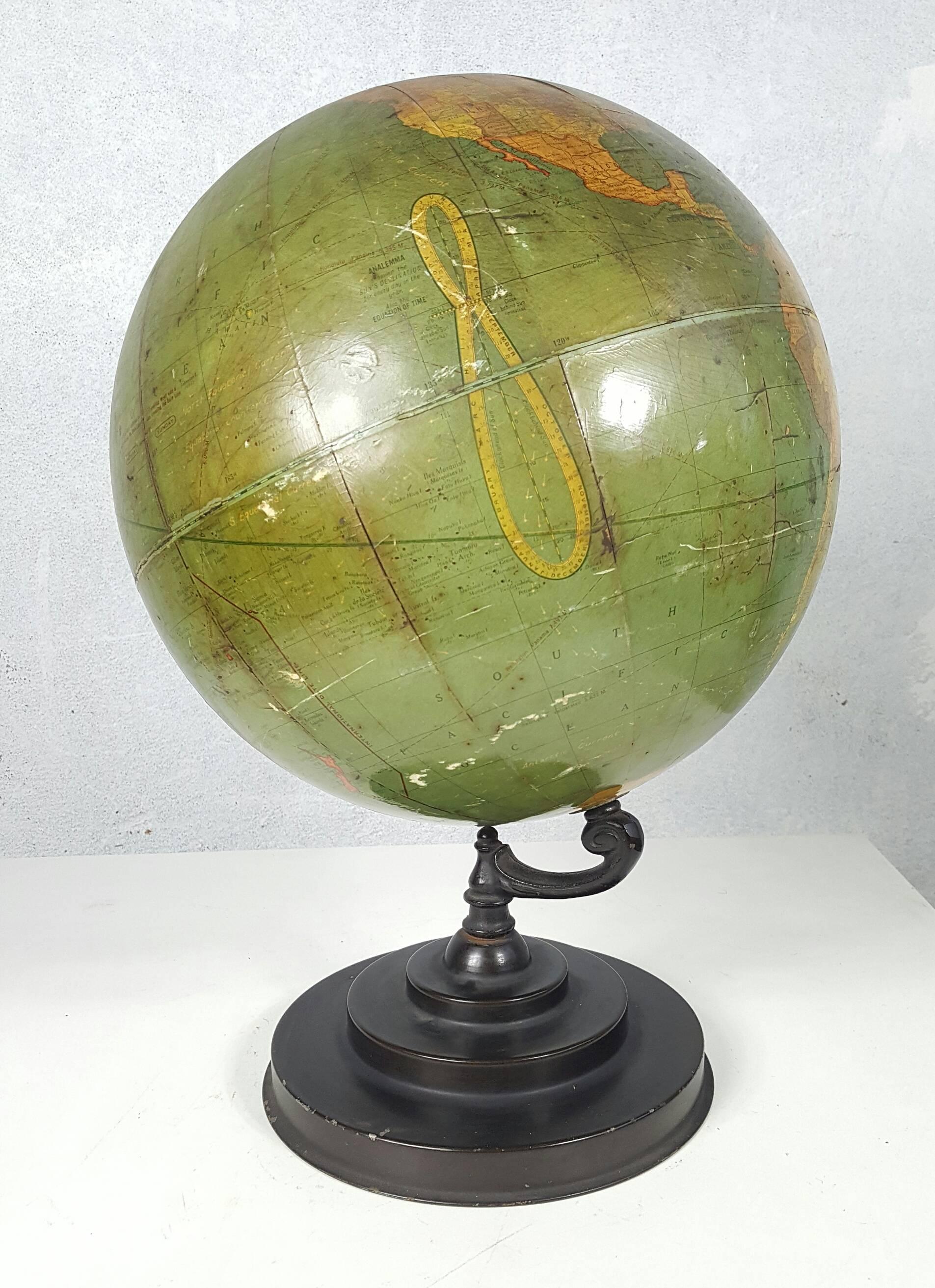 Art Deco Antique World Globe, Richard E. Byrd Globe-Barowe Inc In Good Condition In Buffalo, NY