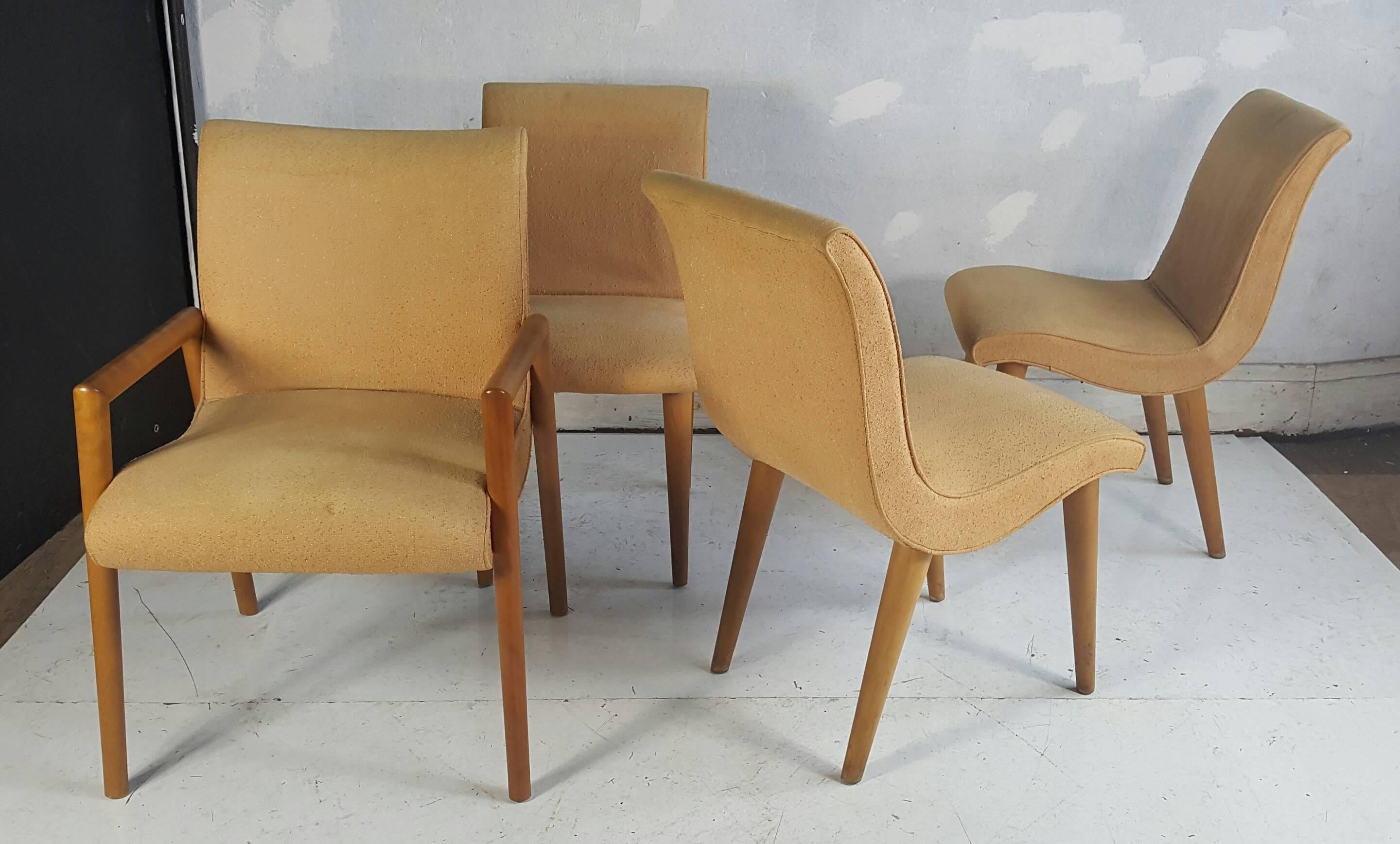Birch Set of Four Russel Wright for Conant Ball Dining Chairs, Modernist