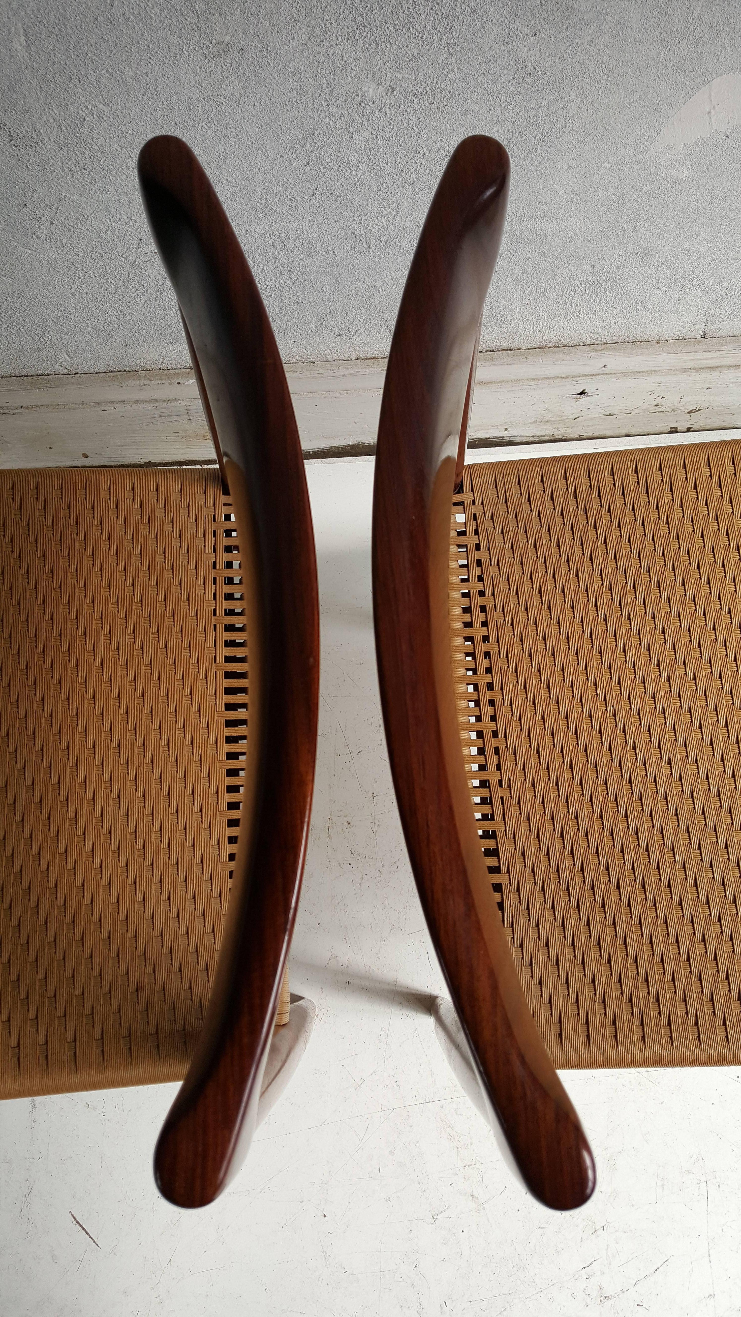 20th Century Set of Four Rosewood and Rush Dining Chairs H.W.Klein for Bramen, Denmark