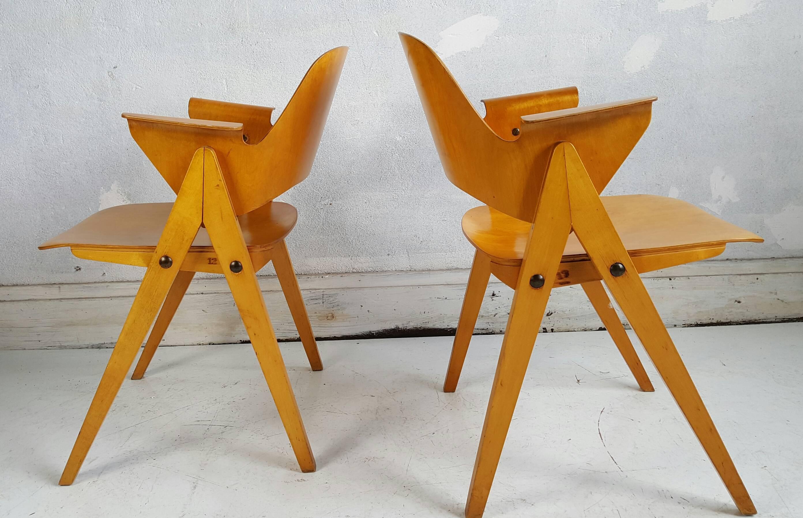 Swedish Plywood Arm Chairs by Elias Svedberg, Nordiska Konipaniet, Sweden