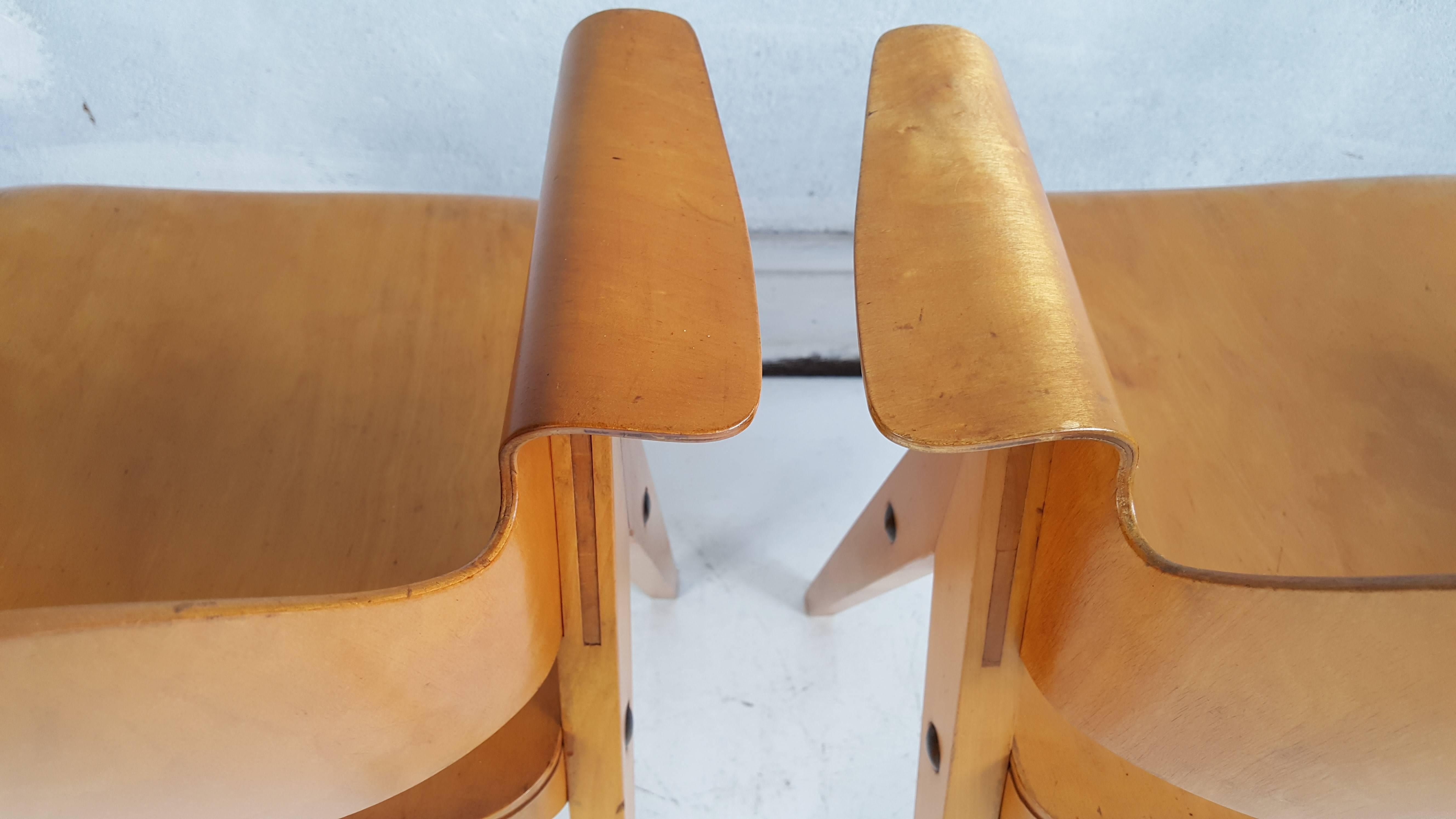 Plywood Arm Chairs by Elias Svedberg, Nordiska Konipaniet, Sweden In Good Condition In Buffalo, NY