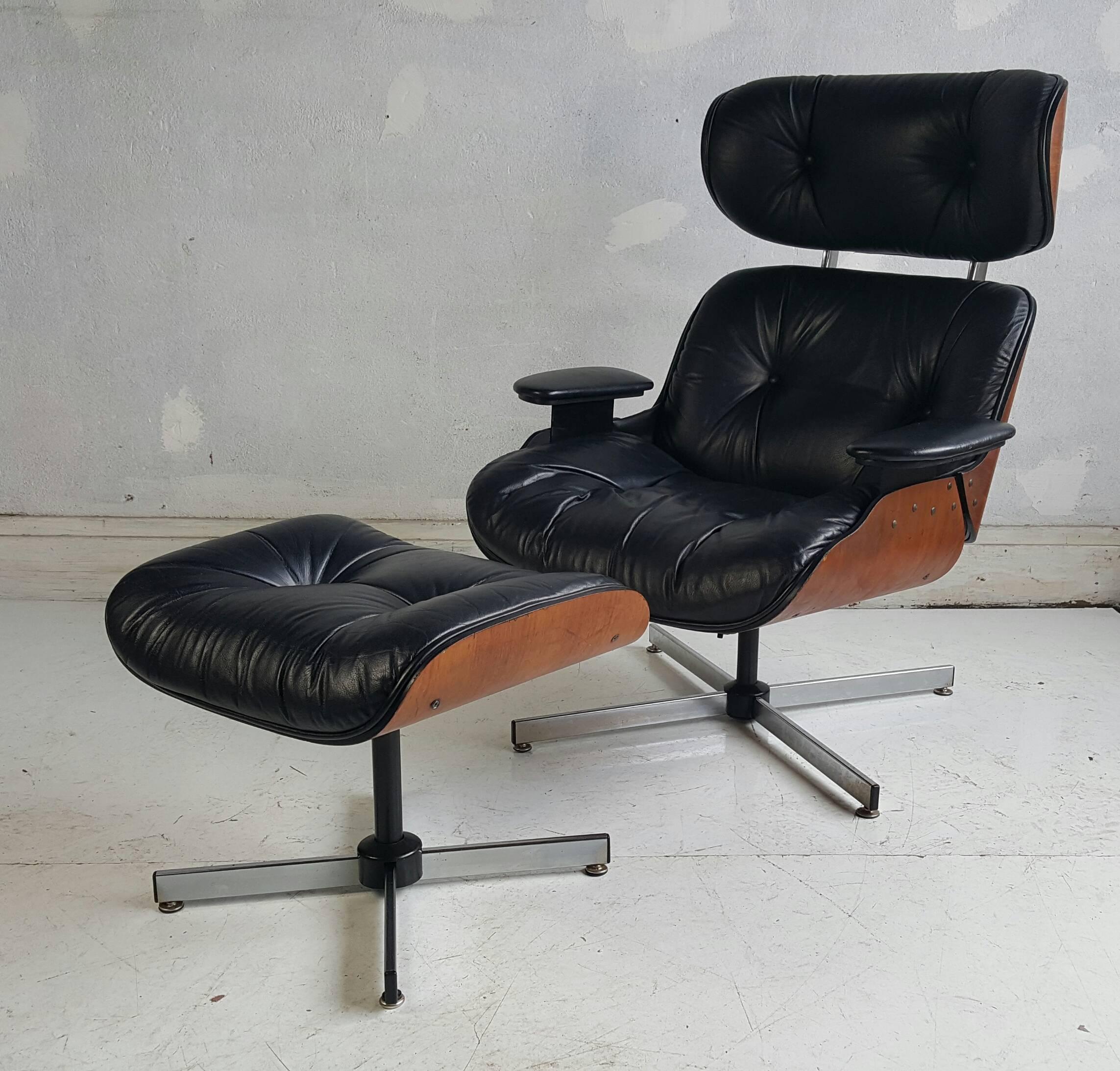 American Chair and Ottoman by George Mulhauser for Plycraft, Eames Style