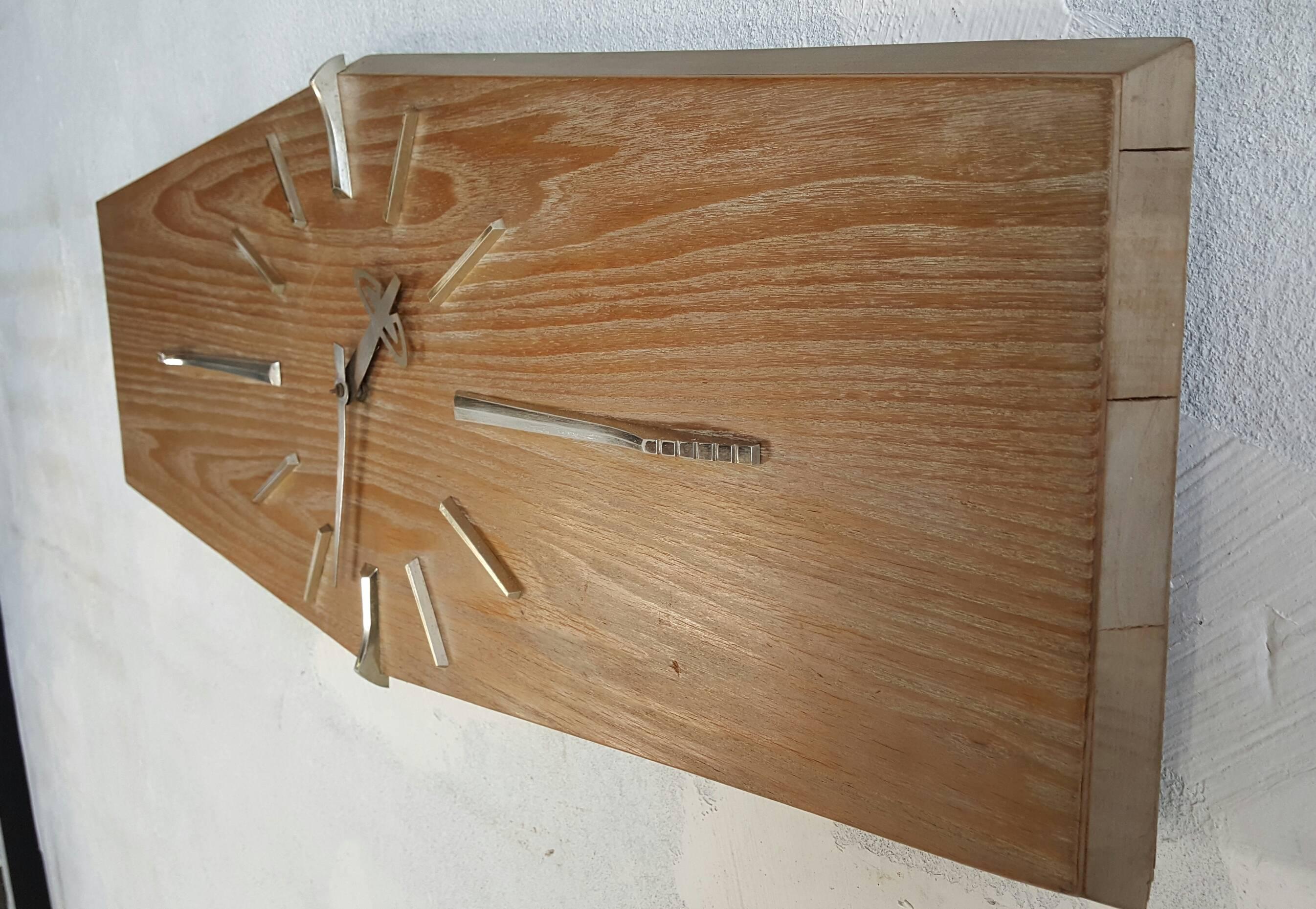 American Modernist Cursed Oak Wall Clock by Lanshire