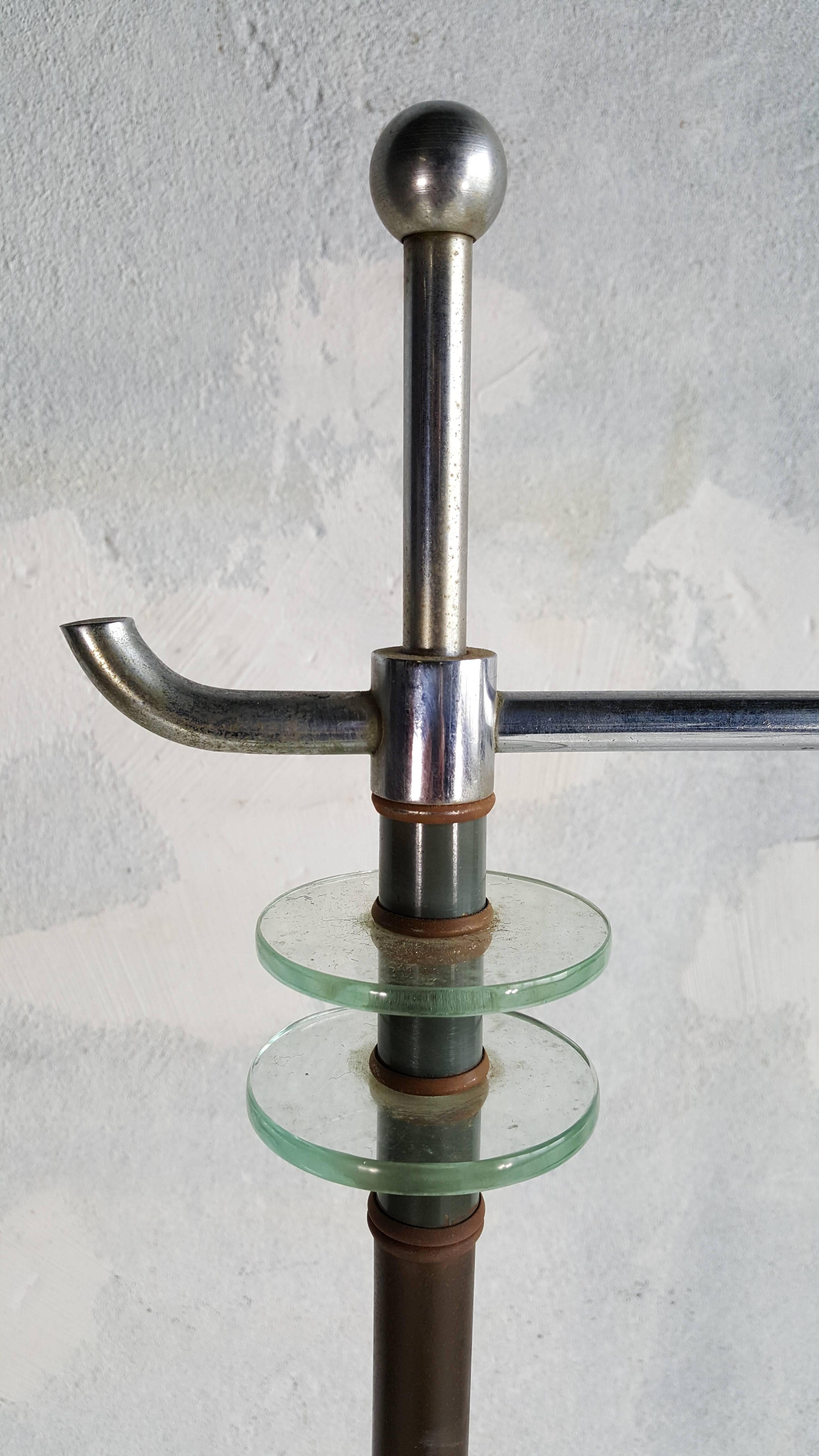 American Art Deco, Modernist Glass and Chrome Floor Lamp Style of Donald Deskey