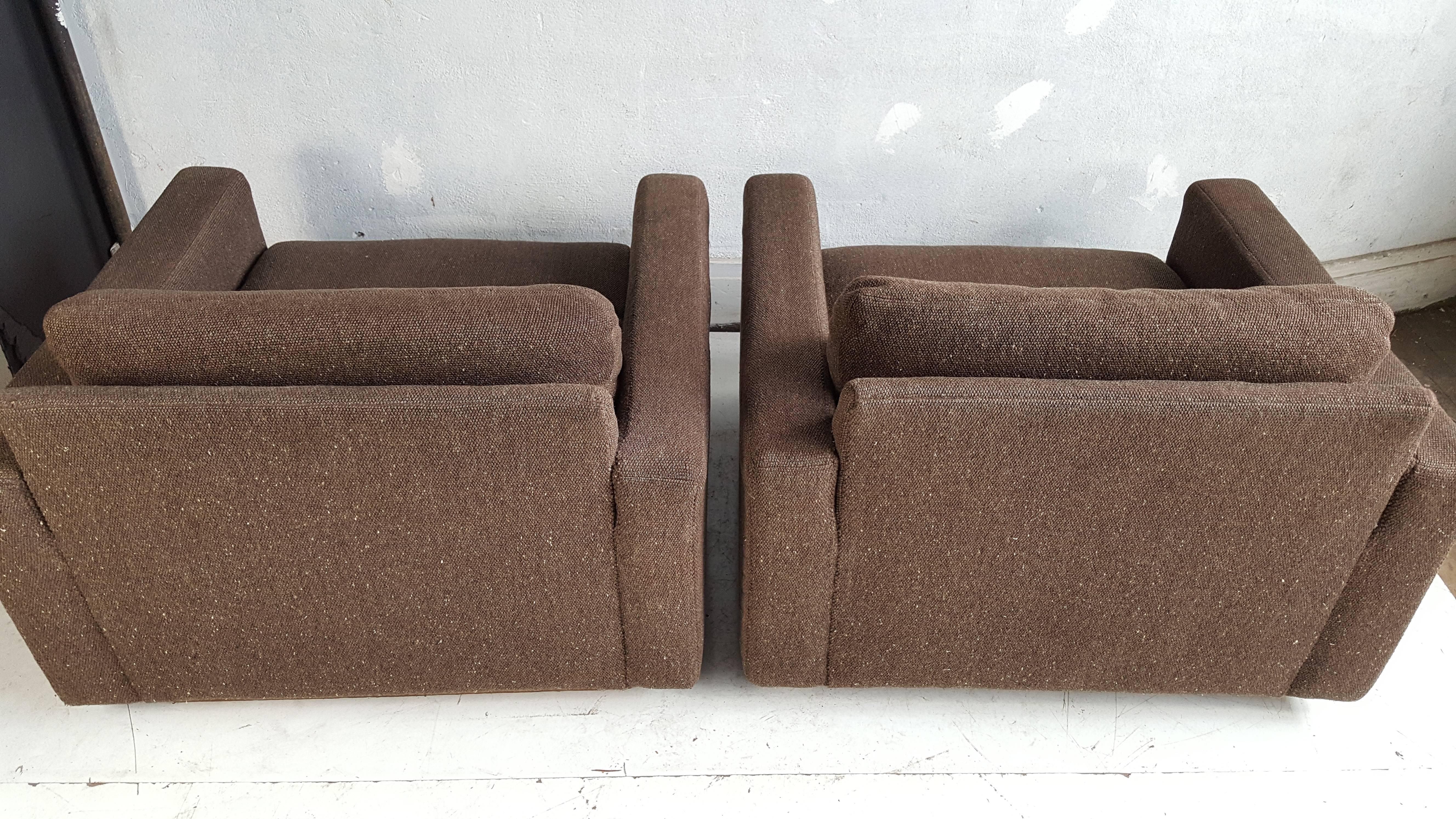 Pair of Milo Baughman for Thayer Coggin Cube Lounge Chairs In Good Condition In Buffalo, NY