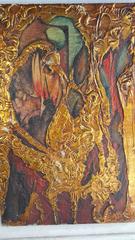Surrealist Heavy Gold Gilt Imposto Paintings, 1970s Glenn Fisher, Bflo. N. Y