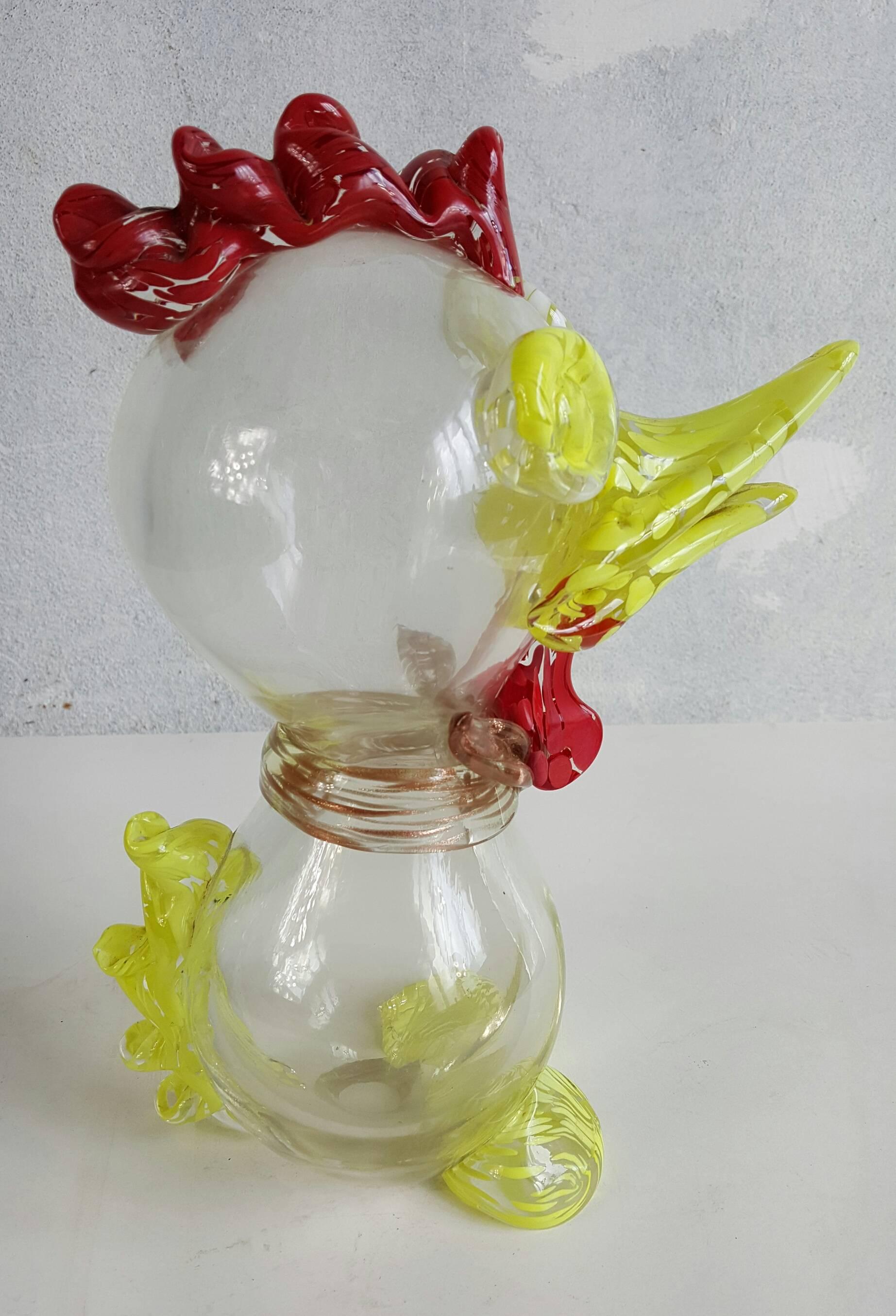 Italian Mid Century Modern,  Large Whimsicle Murano  Glass Rooster