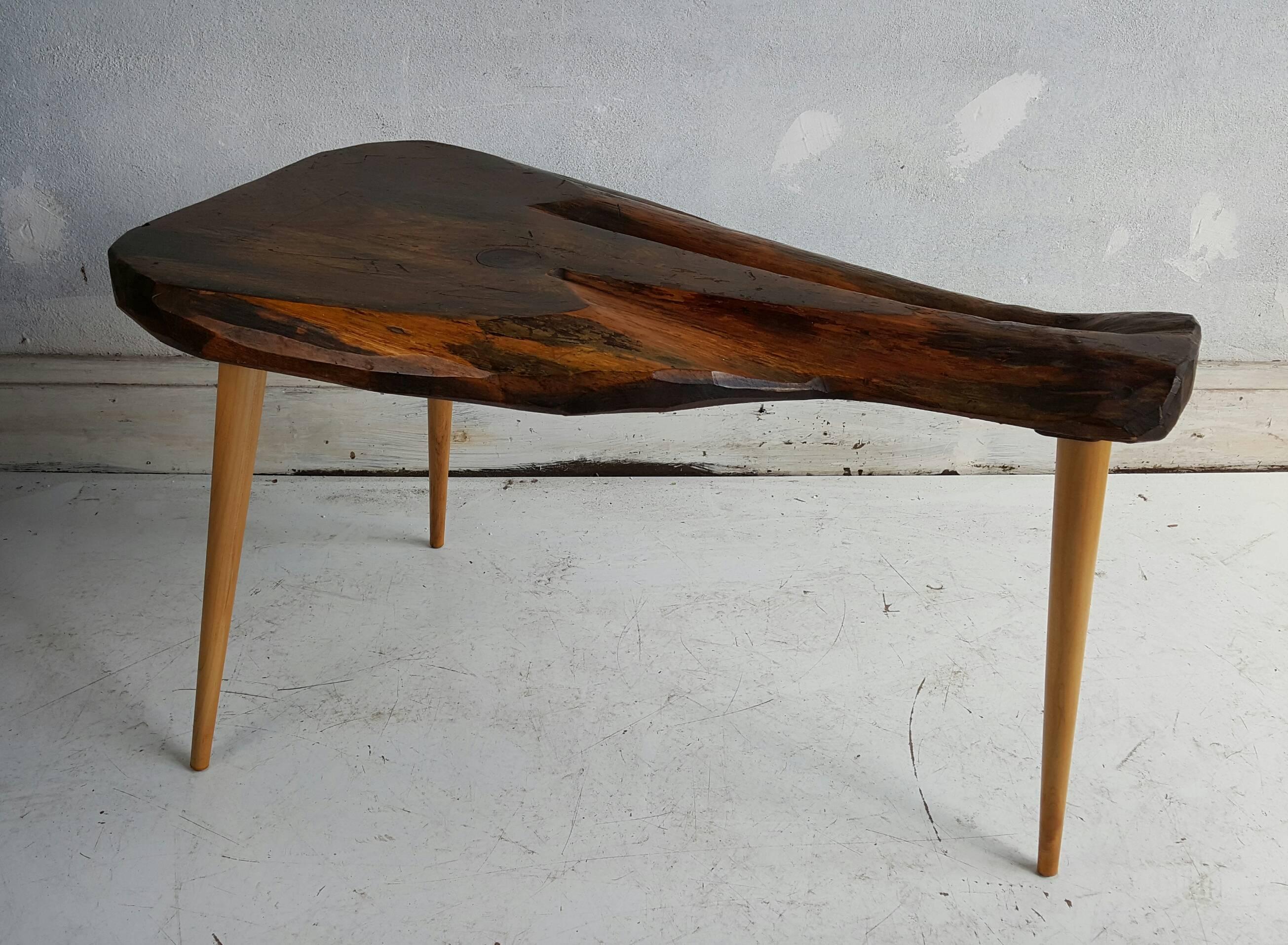 Modernist Bench Made Free Edge Occasional Table In Good Condition For Sale In Buffalo, NY