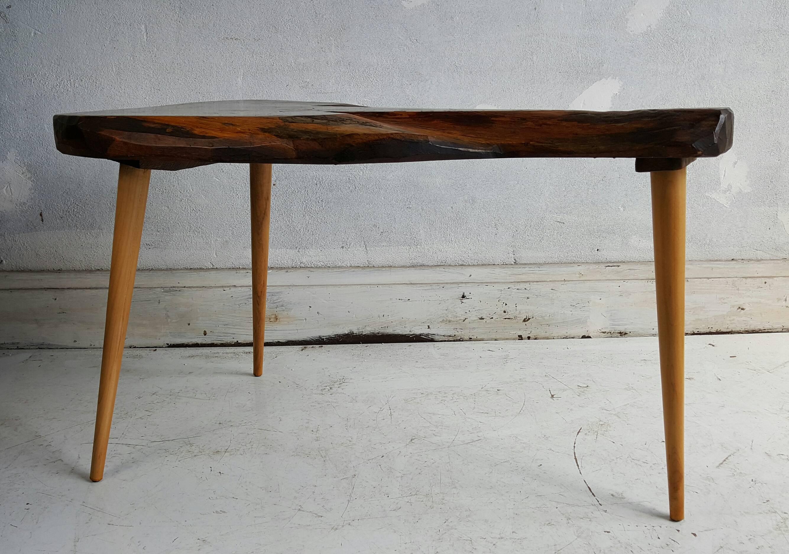 20th Century Modernist Bench Made Free Edge Occasional Table For Sale
