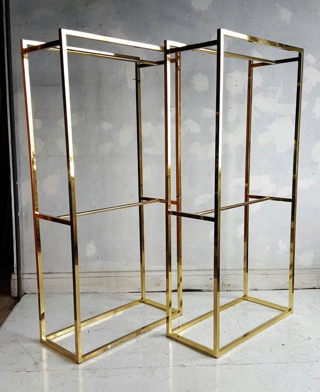 Pair of Modernist Brass Clothing Racks, Manner of Milo Baughman at 1stdibs