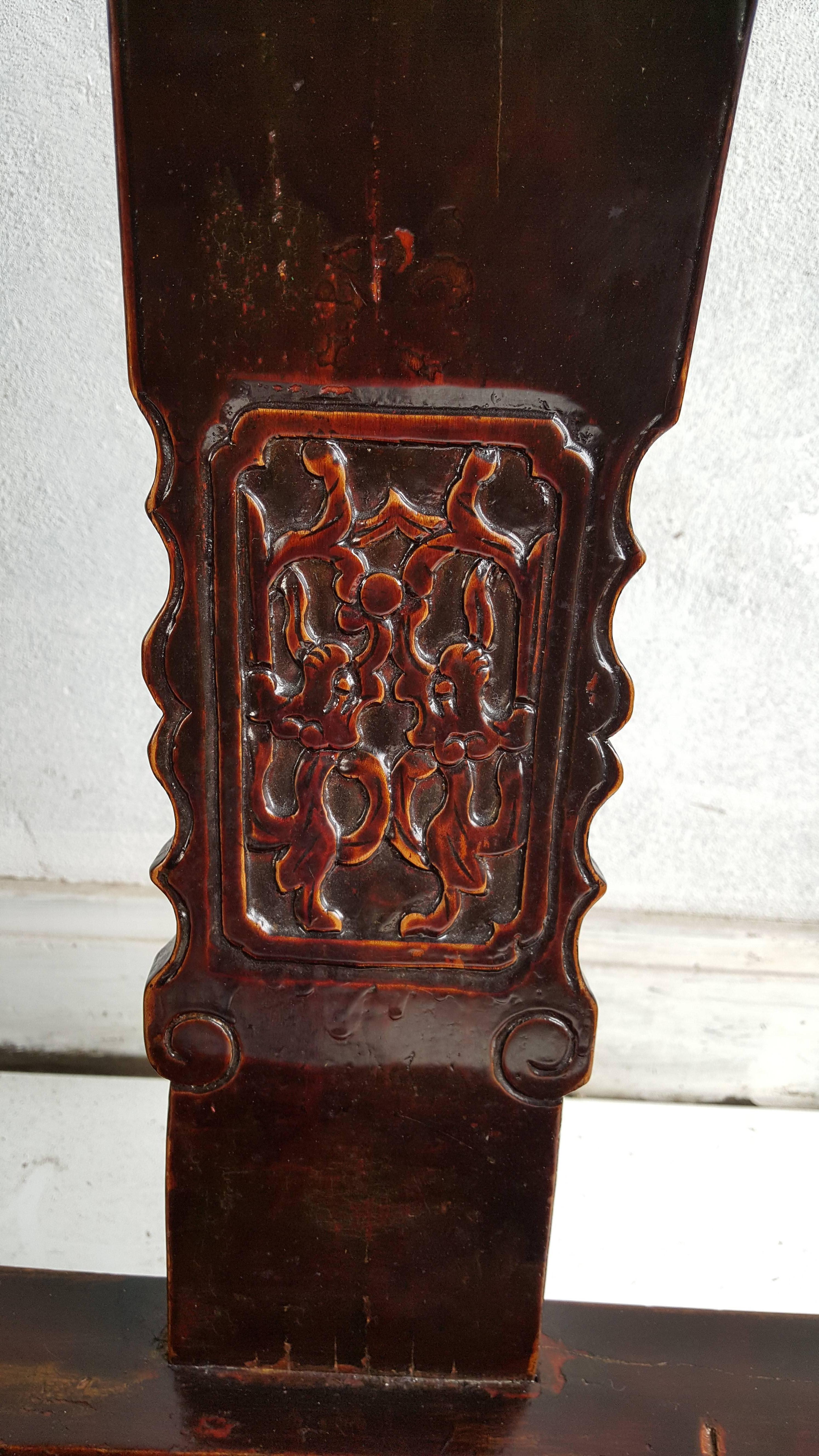 Carved Set of Four Chinese Official's Chairs, Rosewood, Qing Dynasty, China For Sale