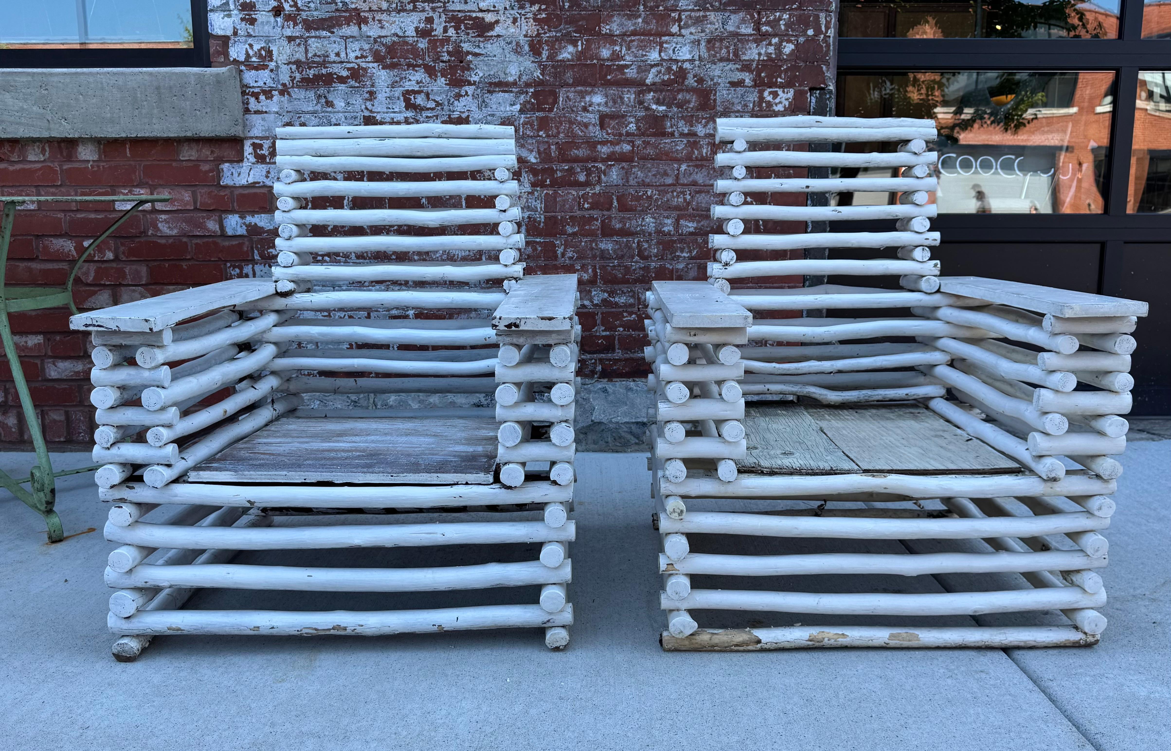 Adirondack Architectural Stacked Twig (BRANCH)  Adirondak Lounge Arm Chairs For Sale