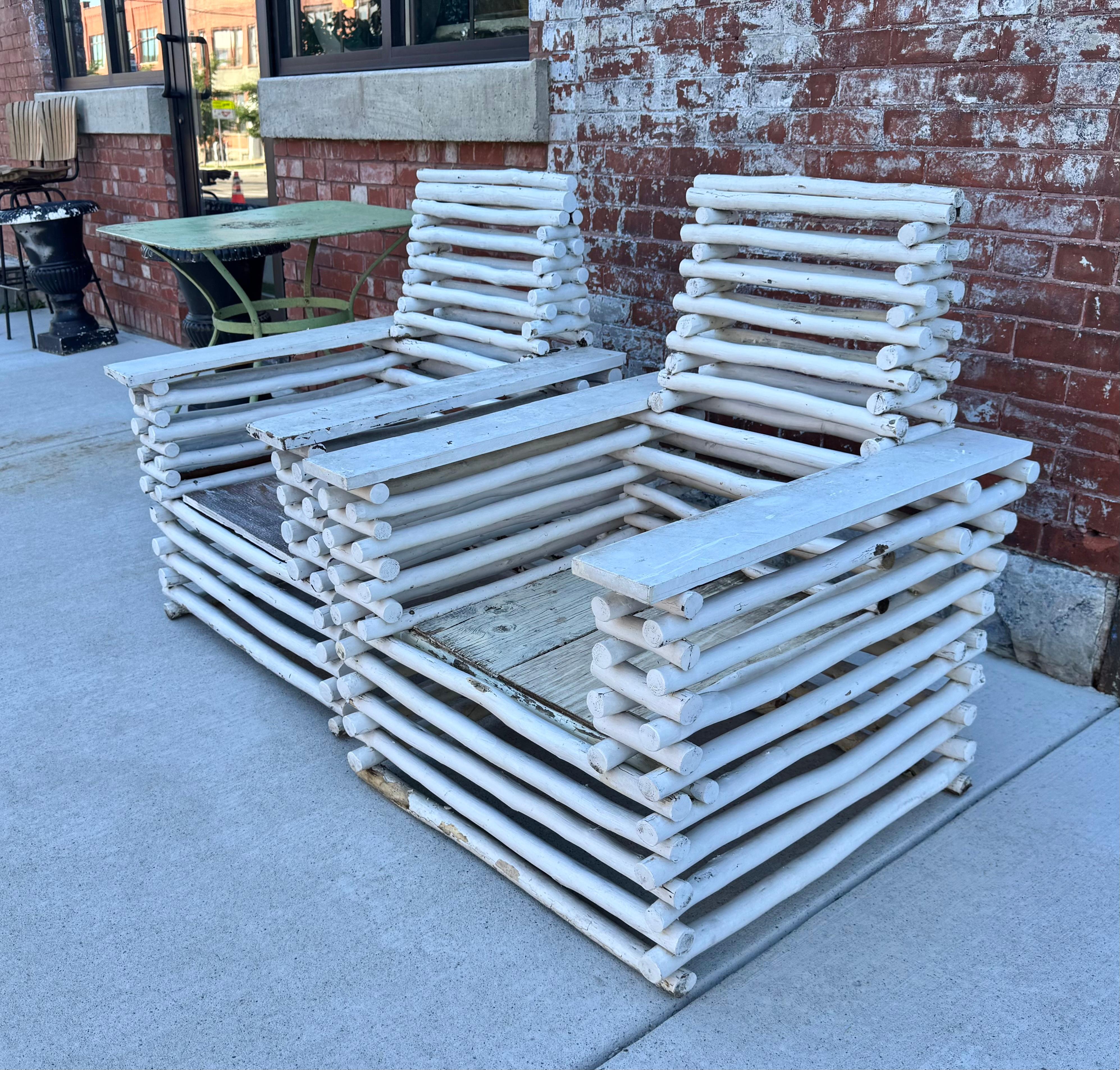 Architectural Stacked Twig (BRANCH)  Adirondak Lounge Arm Chairs For Sale 5