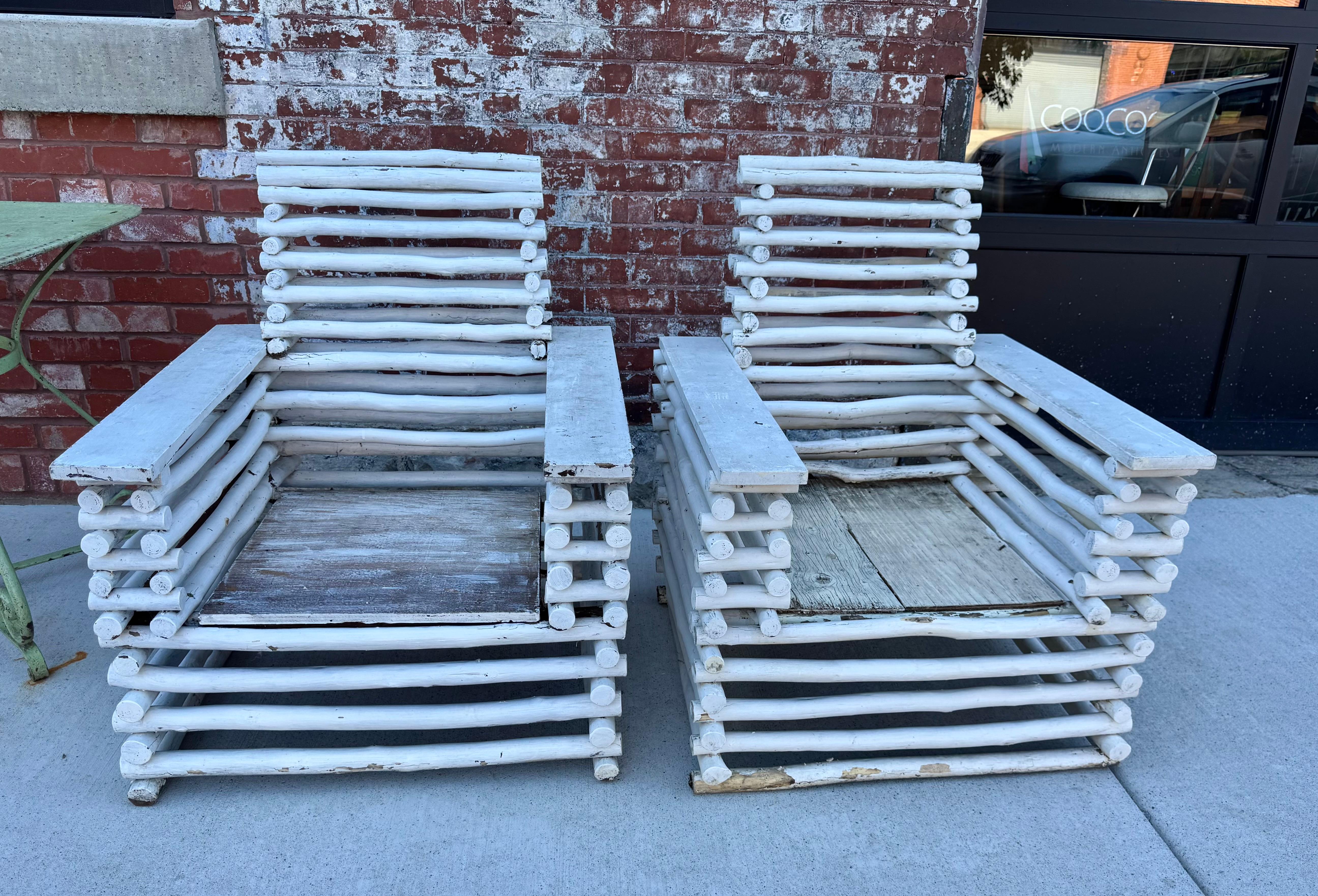 Architectural Stacked Twig (BRANCH)  Adirondak Lounge Arm Chairs For Sale 6