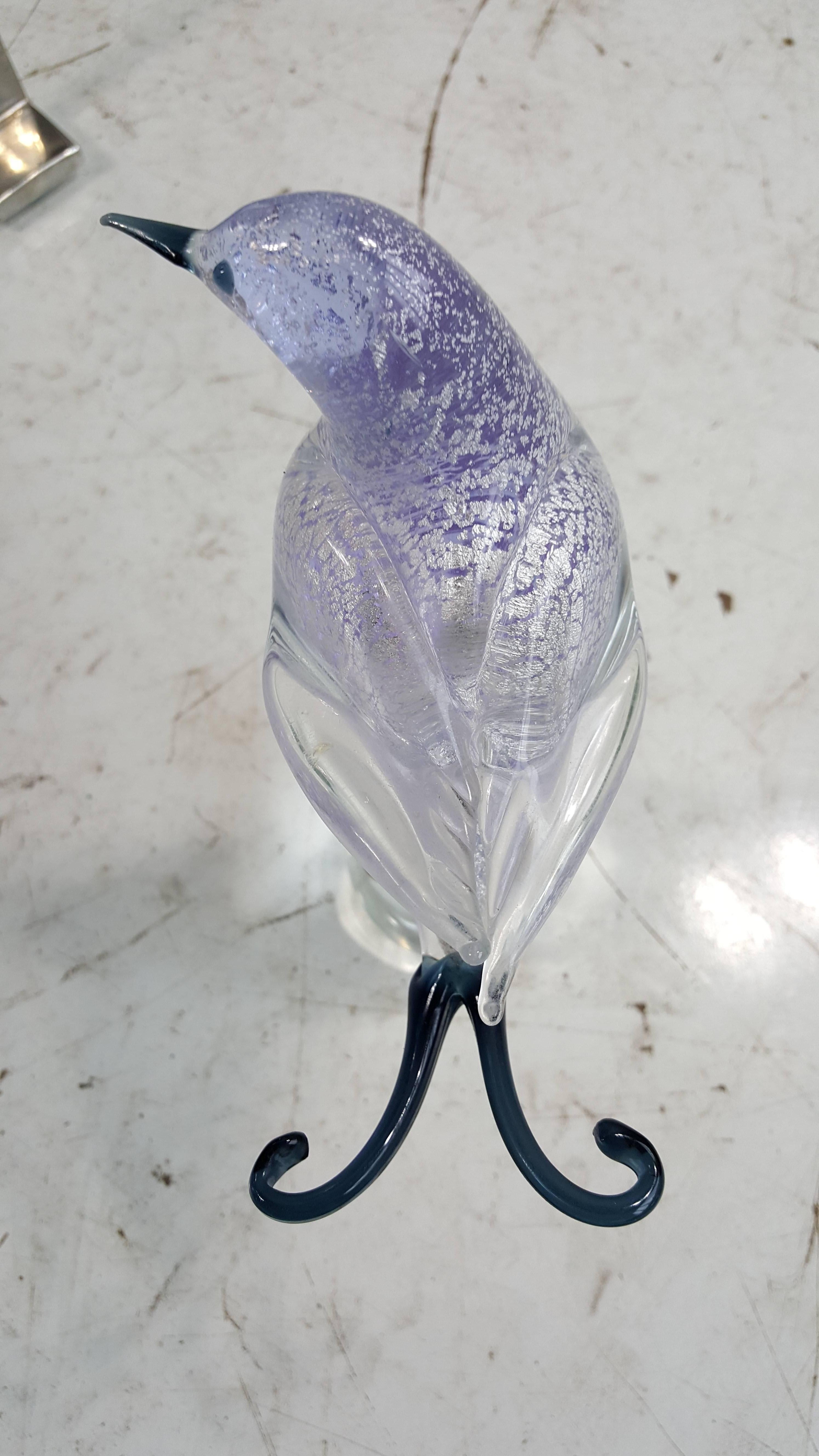 Four Murano glass birds, handblown in Italy by Formia, Vetri Di Murano,, possibly done by Ercole Barovier.