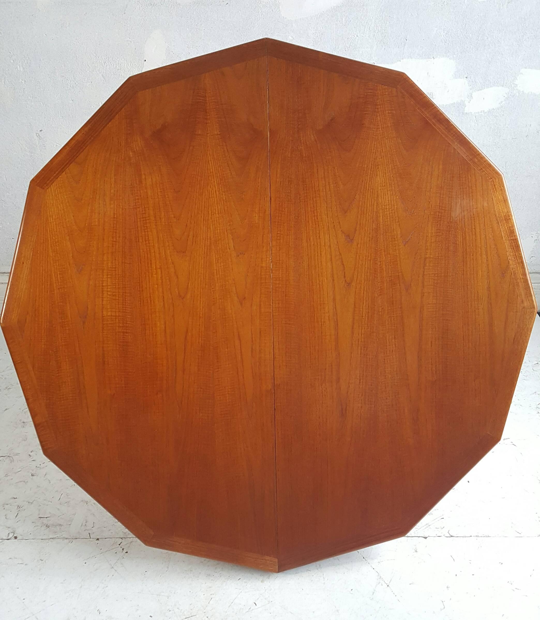 Unknown Unusual Modernist Crafts Teak Expandable Dining Table, Eight-Sided