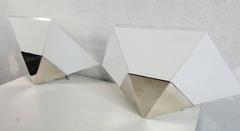 Contemporary Art Deco Style Frosted Glass and Chrome Sconce, George Kovacs