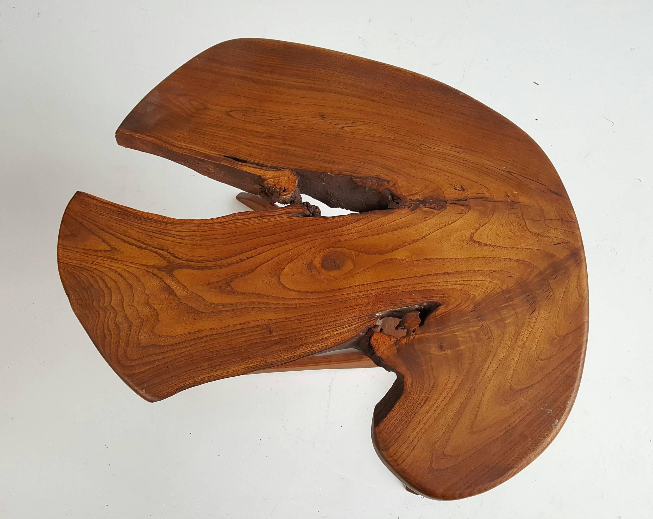 Orananic Crafts Bench Made Occasional Table, Manner of George Nakashima In Good Condition For Sale In Buffalo, NY