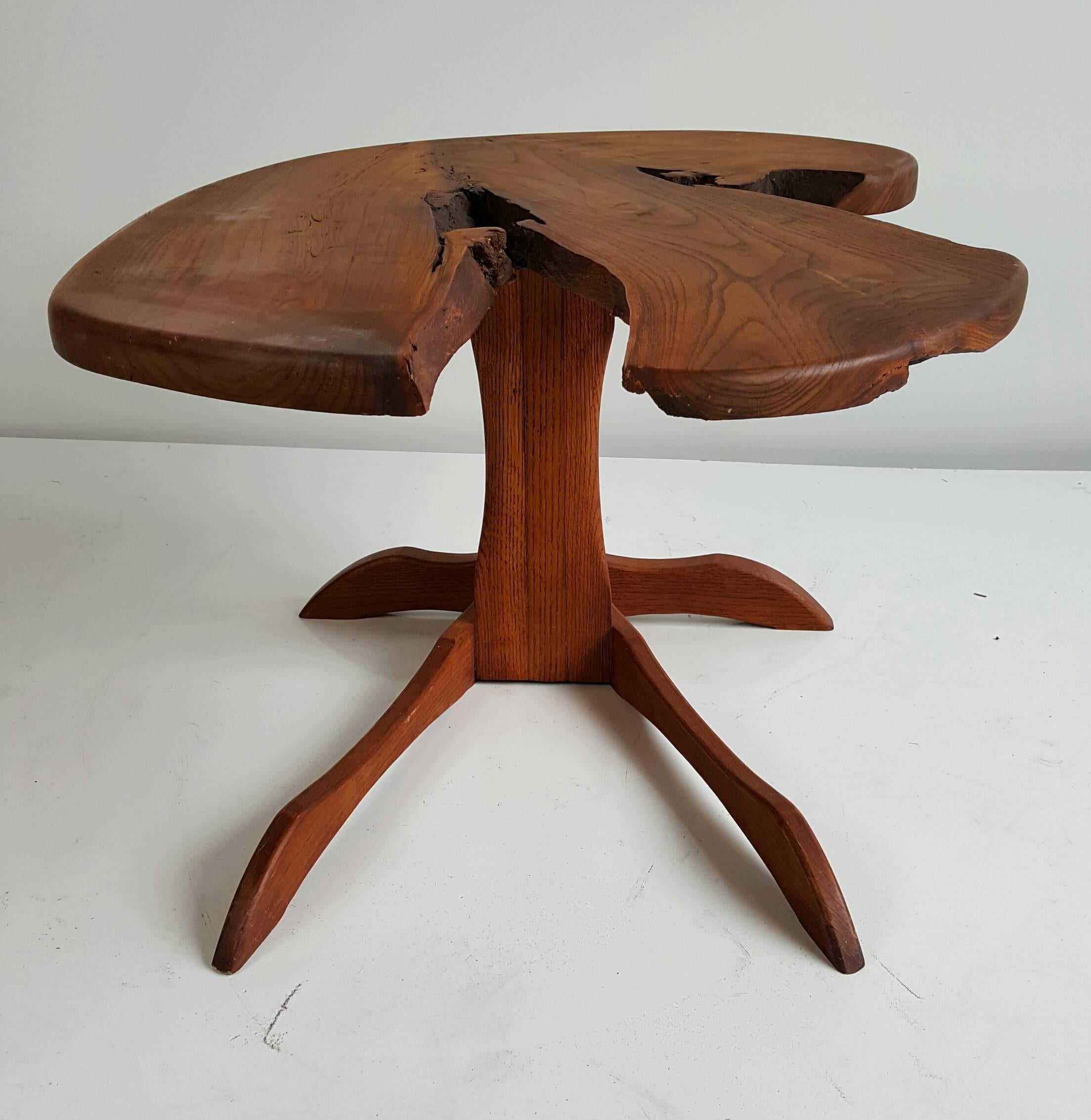 Mid-Century Modern Orananic Crafts Bench Made Occasional Table, Manner of George Nakashima For Sale