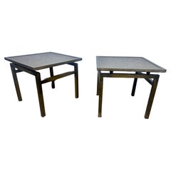 Vintage Pair Philip and Kelvin LaVerne "Kuan Su" Side Tables with Floral Motif