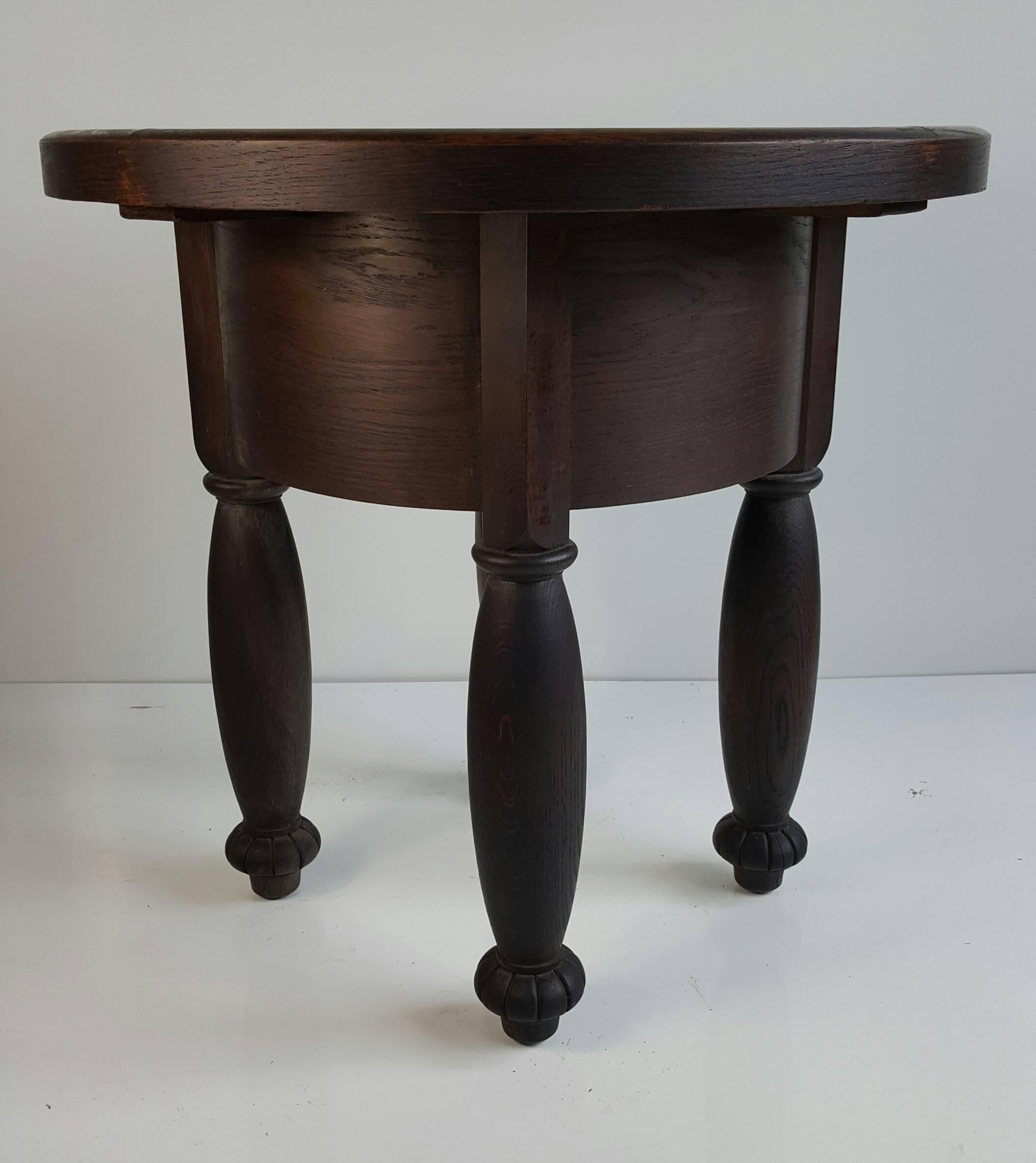 Mid-20th Century Art Deco Oak and Marble Occasional Table For Sale