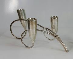 Pair of Sterling Silver Candleholders, Mexico, Manner of Georg Jenson