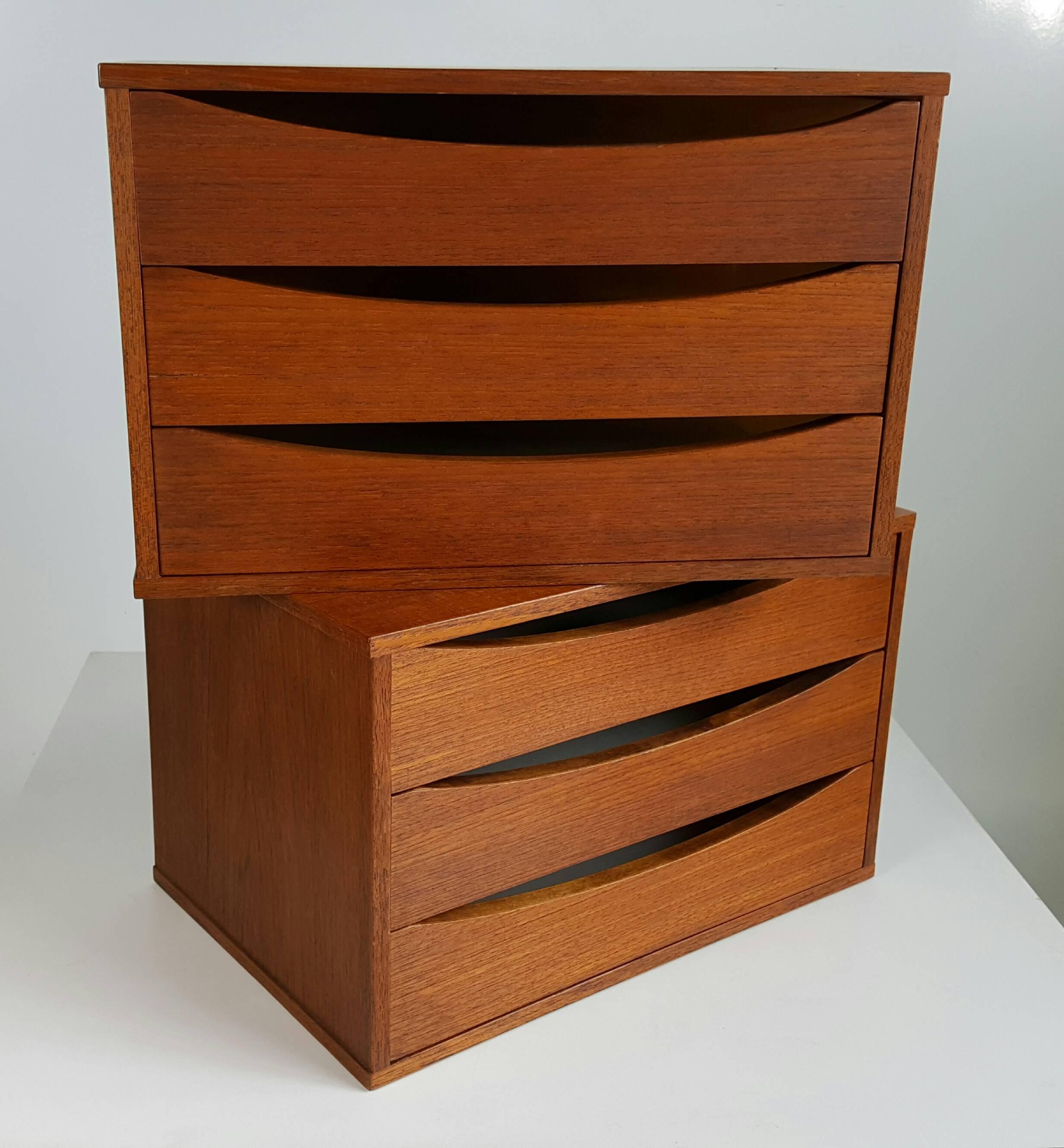 Danish Pair of Modernist Teak Arne Vodder Desk Organizer, Denmark, 1960s