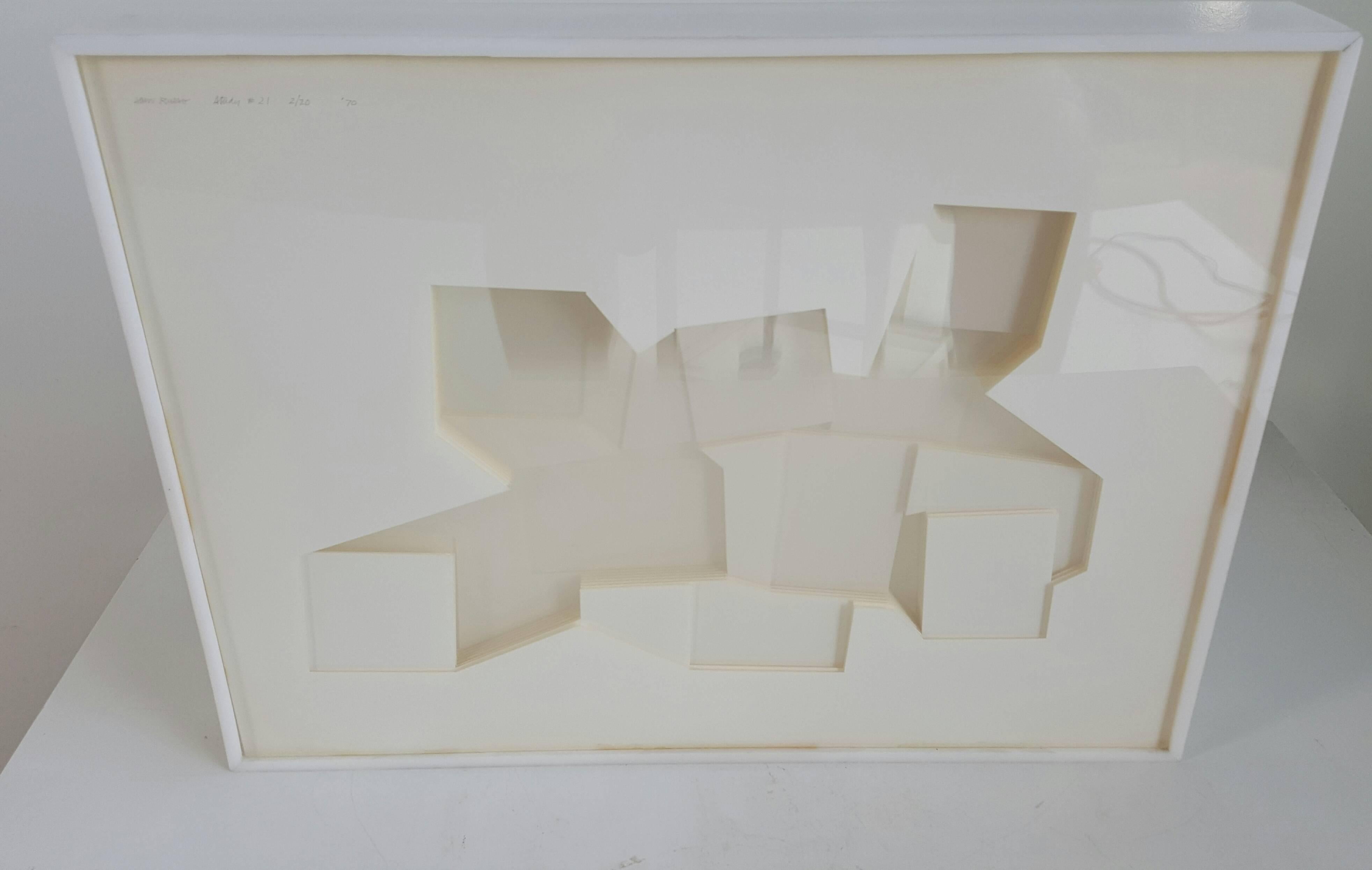 Wonderful three-dimensional acrylic table sculpture. Signed Sam Russo. Study # 21...2/20, circa 1970. Comes alive when back-lit.

Biography Sam Alexander Russo:

A painter, designer, art educator, muralist and designer, Alexander Russo was born