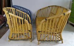 Art Deco Stick Wicker /Split Reed Sofa and Chair Set