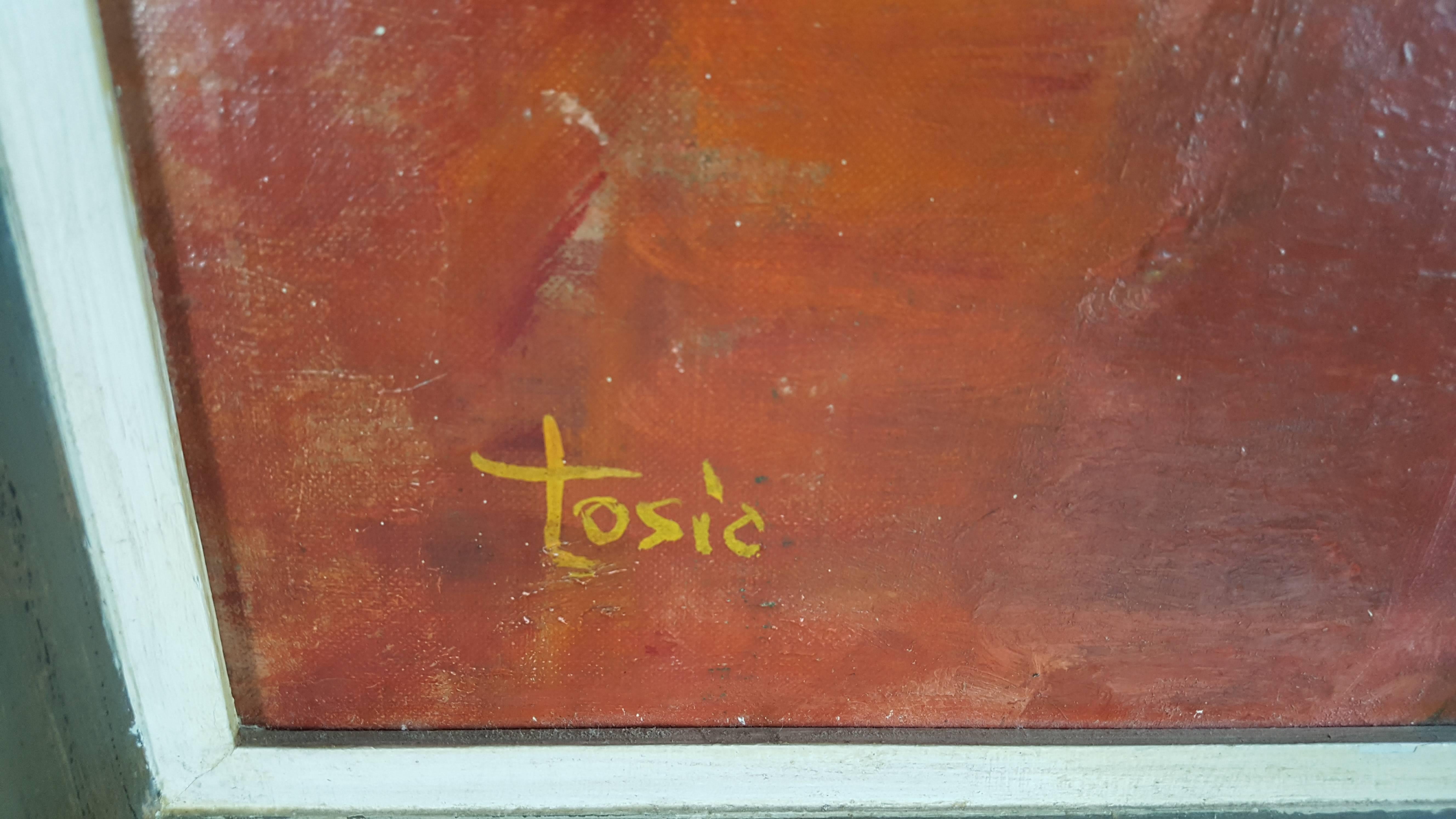 Peinture à l'huile moderniste sur panneau de Budimir D. Tosic « Porret », 1950 en vente 1